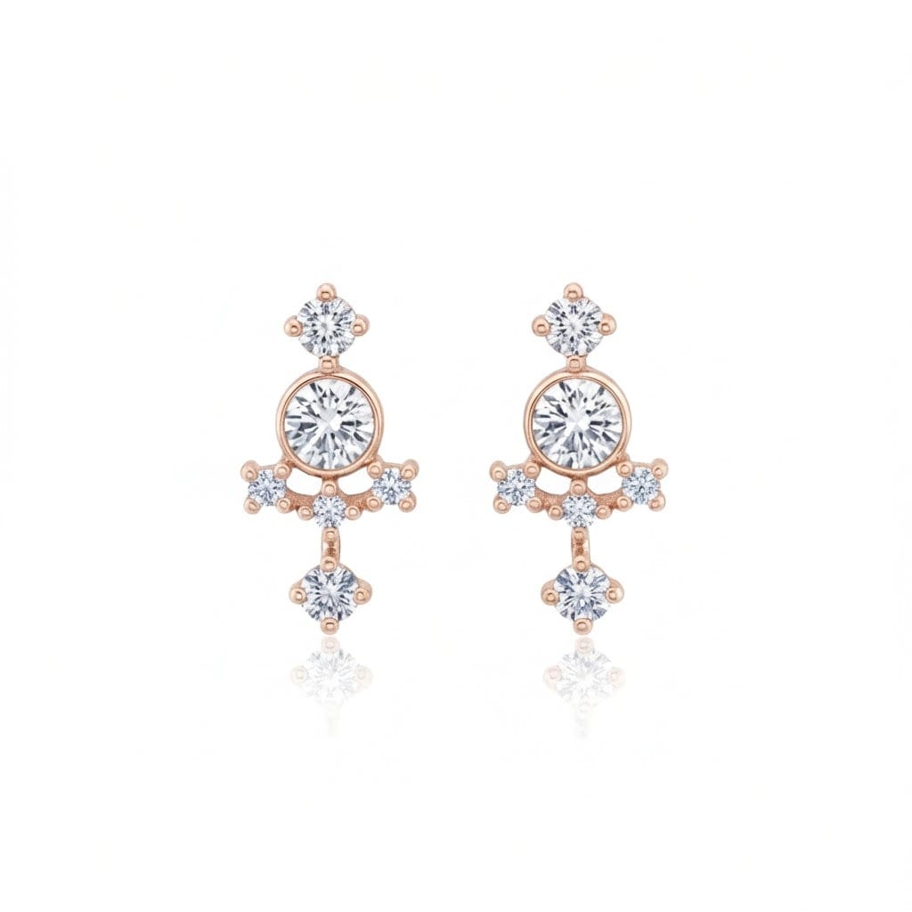 Carter Eve Jewelry EARRINGS 14K Rose Gold Echo Studs w/ Diamonds