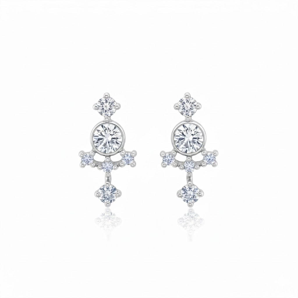 Carter Eve Jewelry EARRINGS 14K White Gold Echo Studs w/ Diamonds