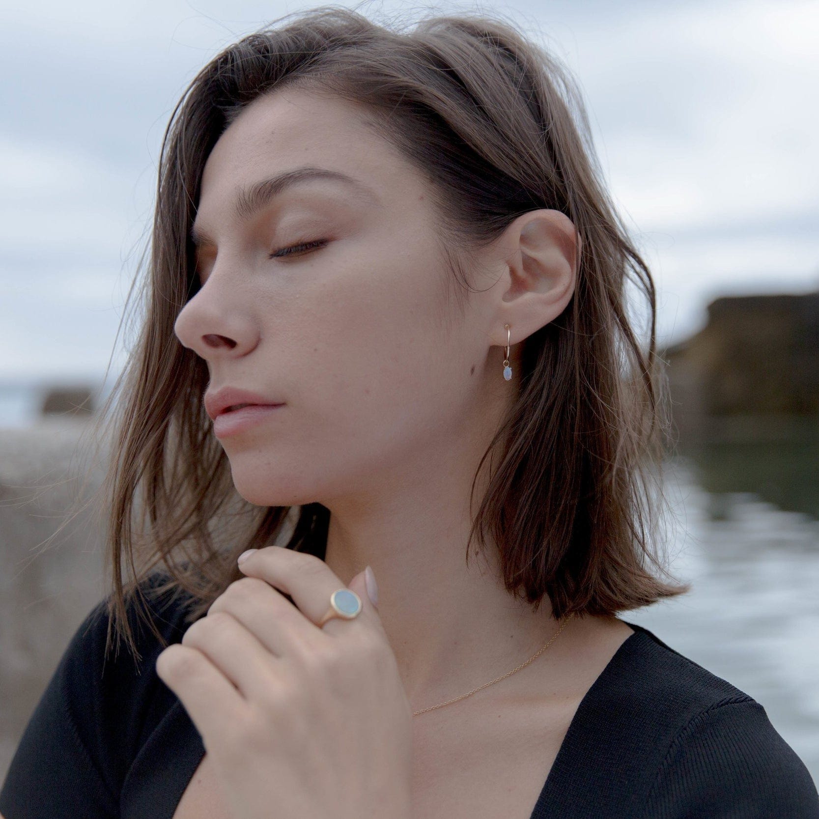 Fade to Black Jewelry EARRINGS Elegant Floating Hoops Earrings