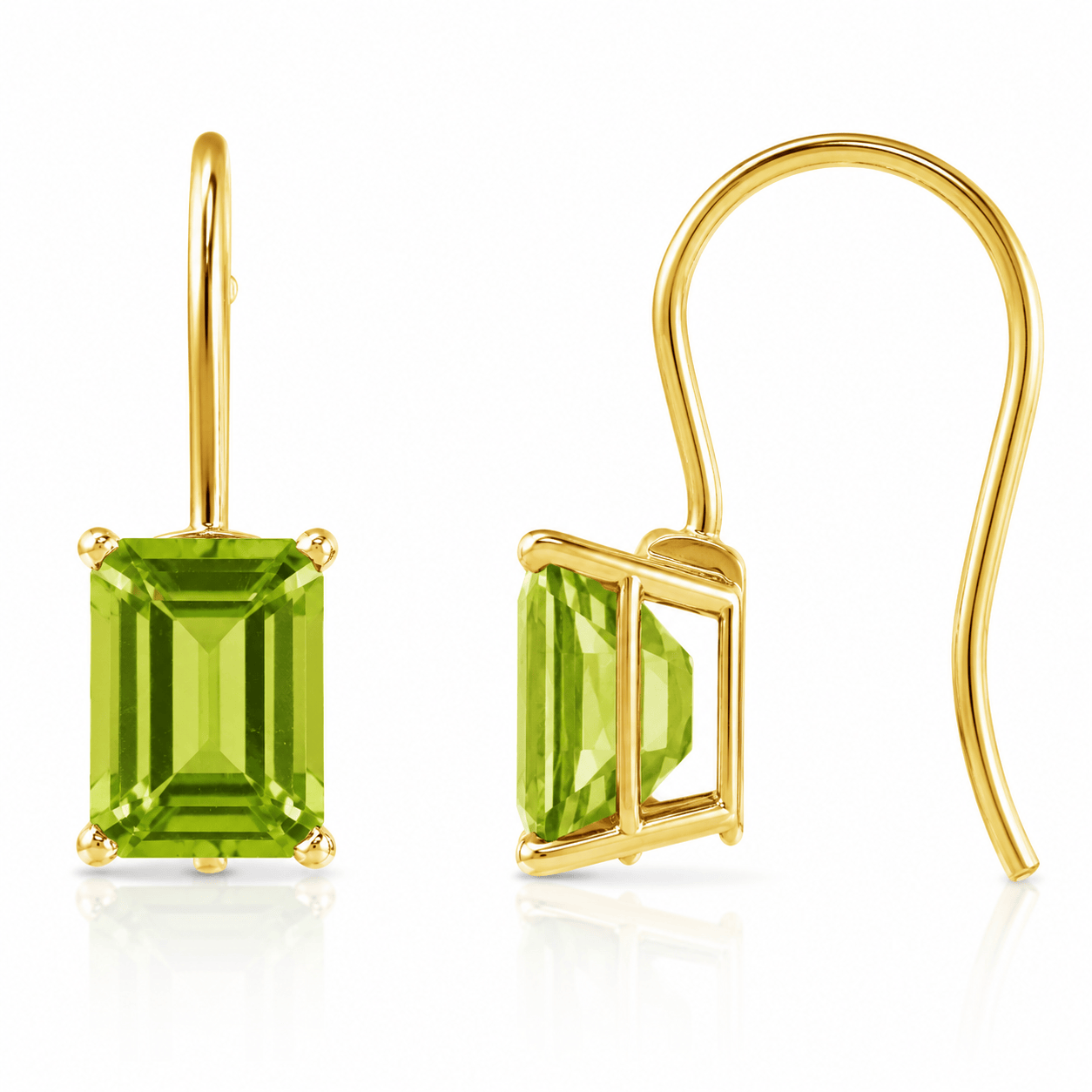 CLA EARRINGS Emerald Cut Peridot Drop Earrings