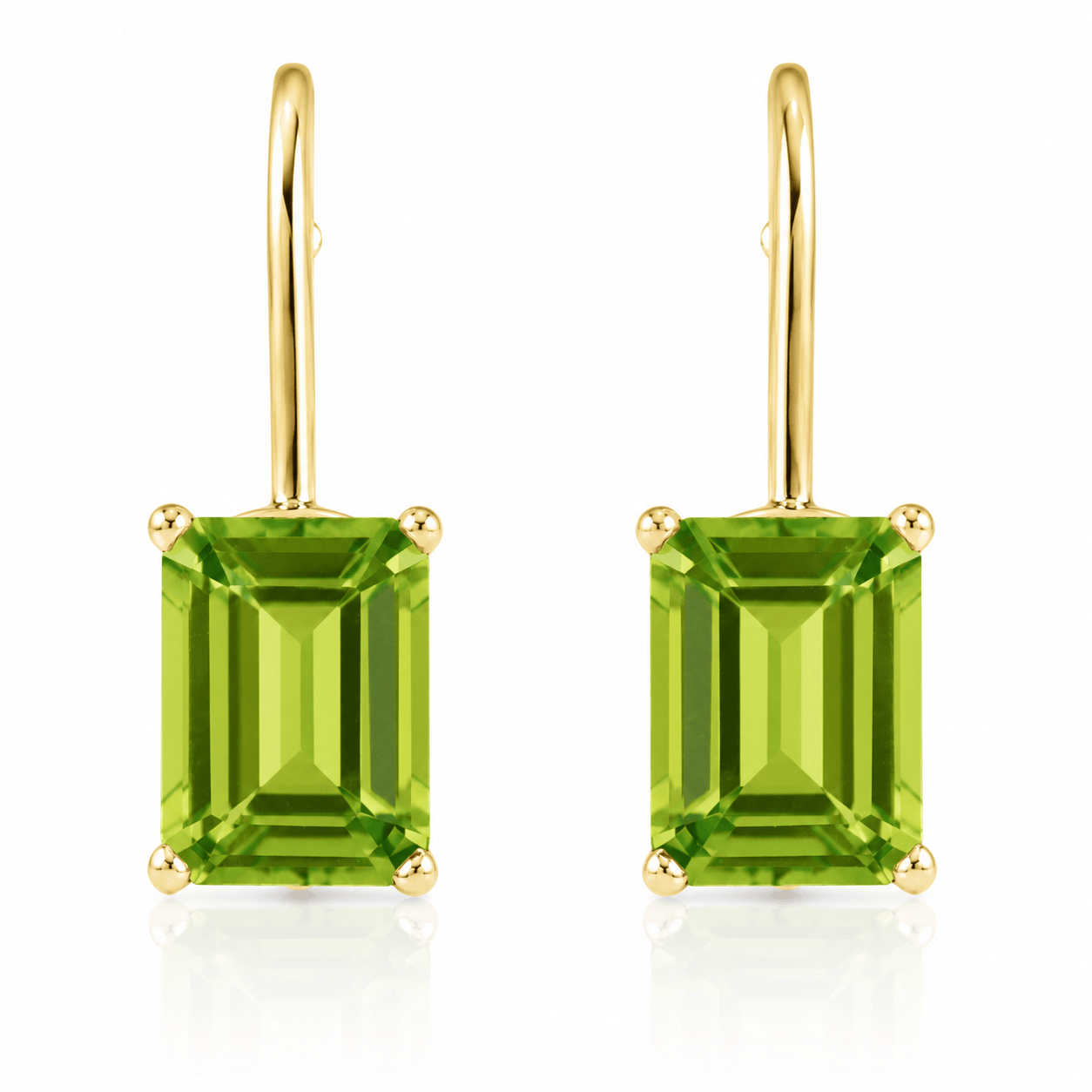 CLA EARRINGS Emerald Cut Peridot Drop Earrings