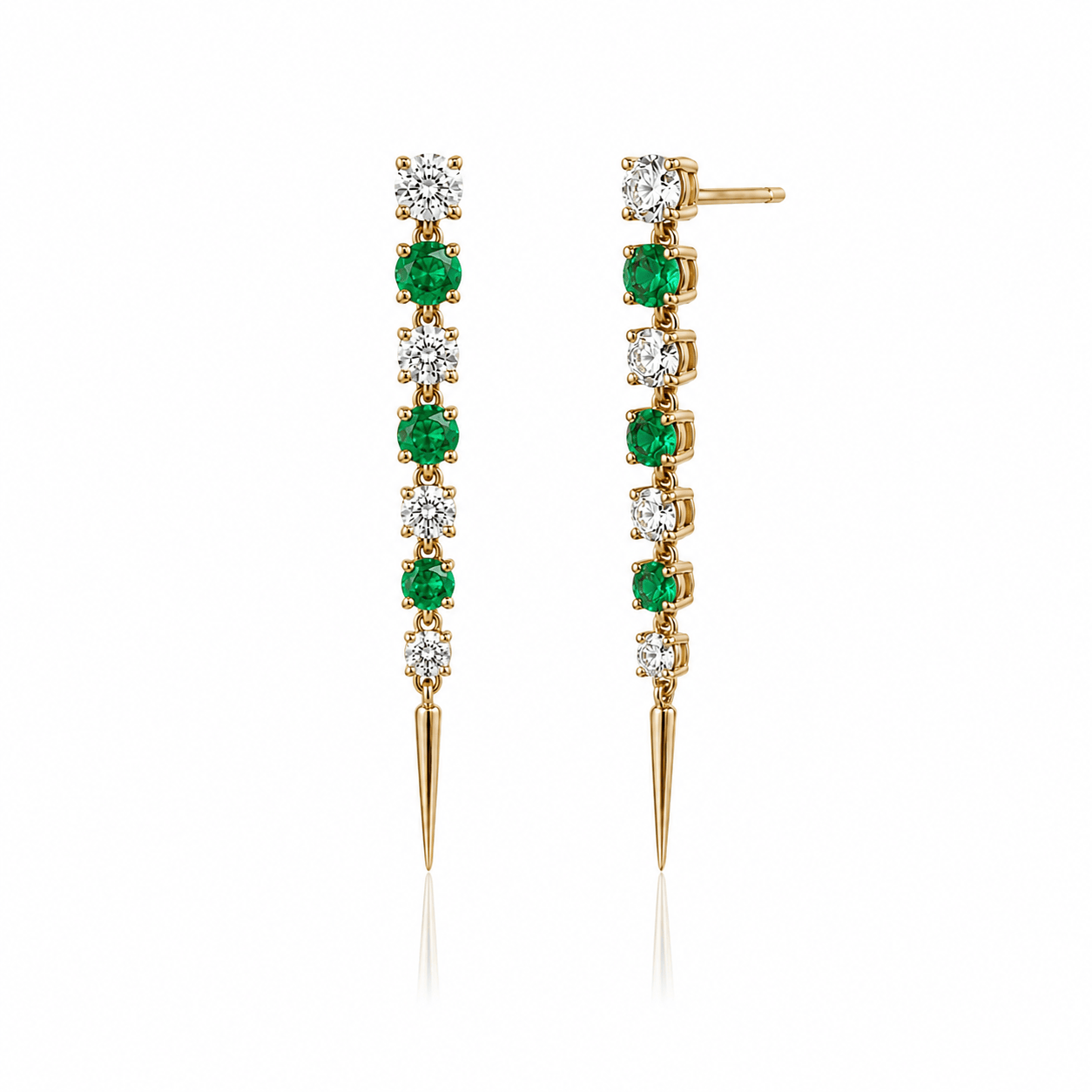 CLA EARRINGS Emerald & Diamond Spike Drop Earrings
