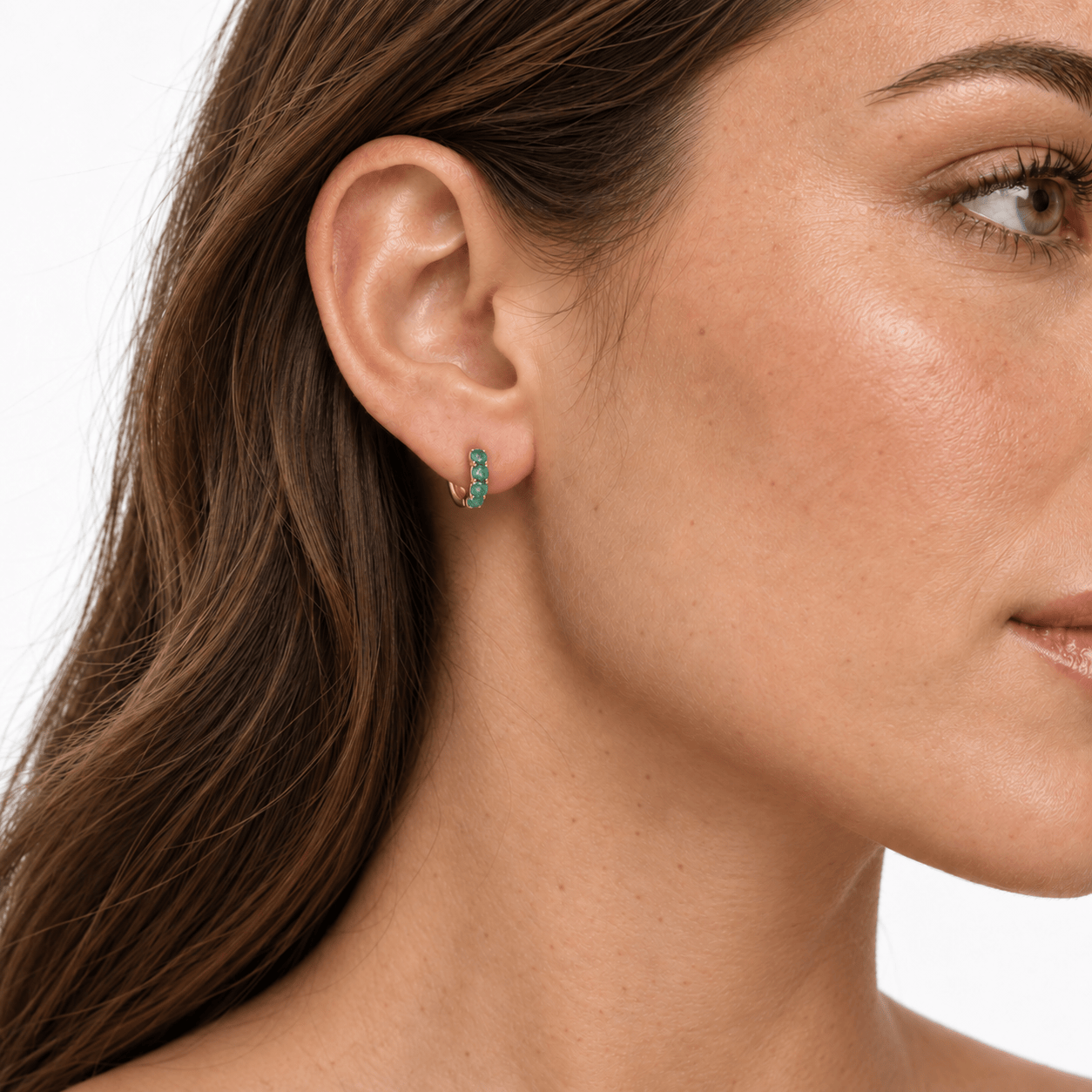 Curated Los Angeles EARRINGS Emerald Huggie Earrings