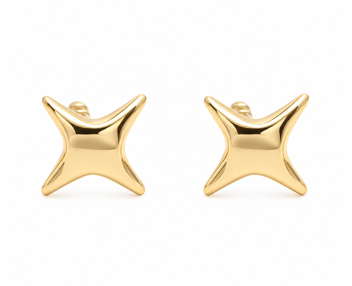 Curated Los Angeles EARRINGS Four Point Yellow Gold Twinkling Star Studs