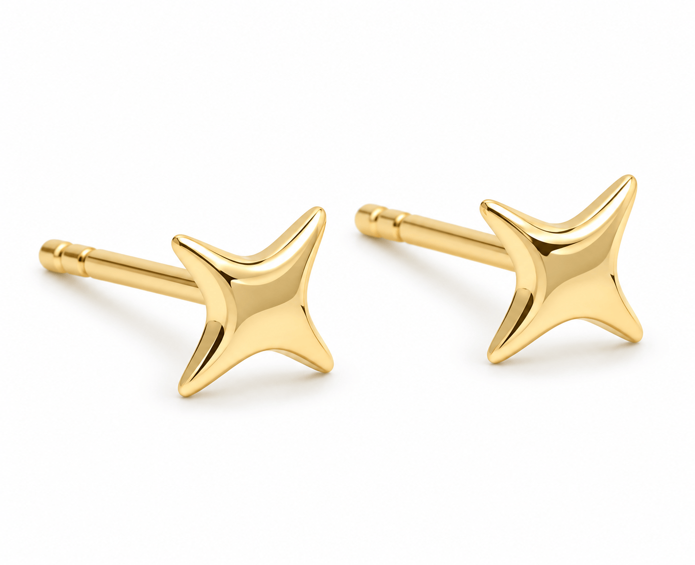 Curated Los Angeles EARRINGS Four Point Yellow Gold Twinkling Star Studs