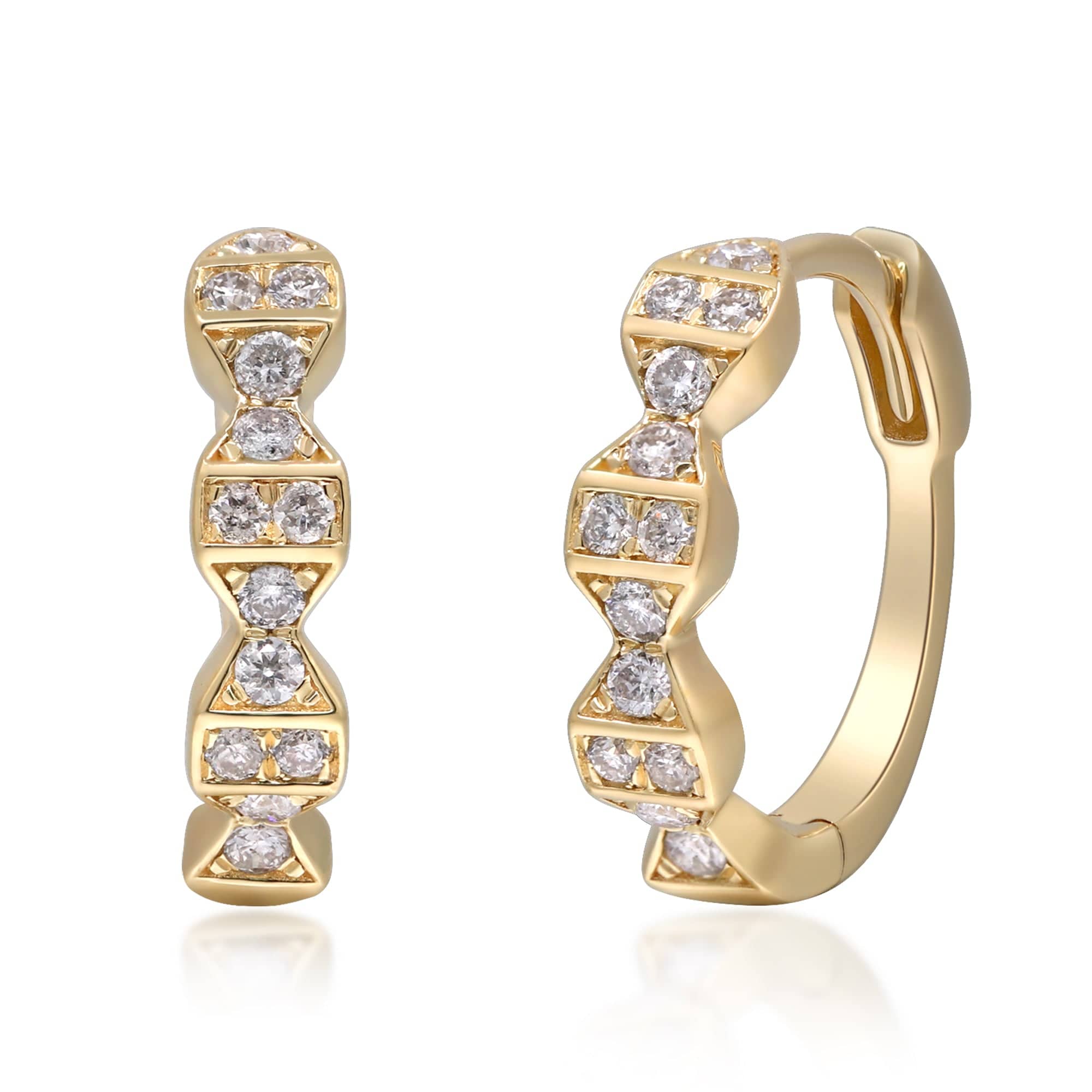 Curated Los Angeles Earrings Geometric Diamond Huggies in 14K Yellow Gold