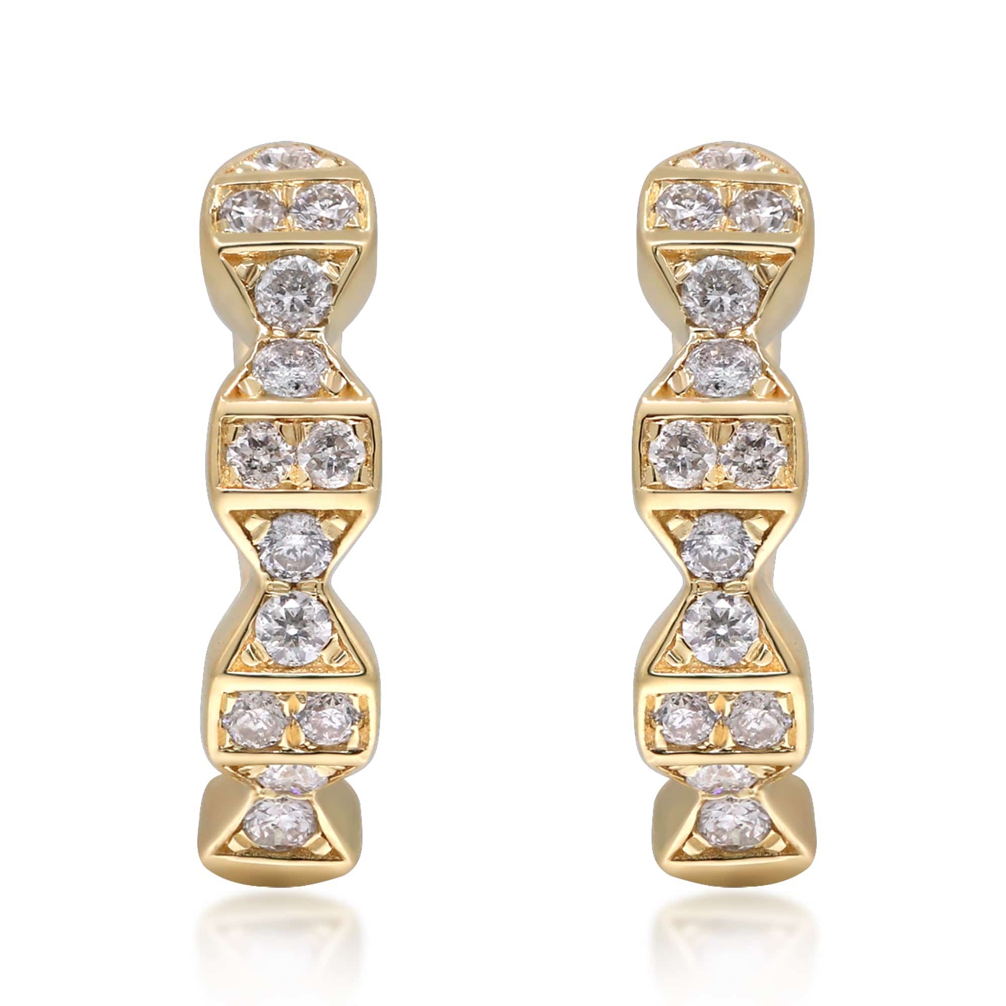 Curated Los Angeles Earrings Geometric Diamond Huggies in 14K Yellow Gold