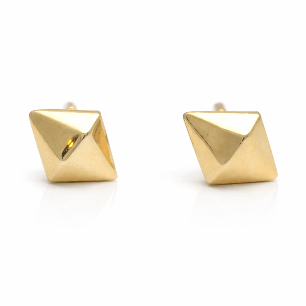 Curated Los Angeles EARRINGS Geometric Yellow Gold Diamond Shape Studs