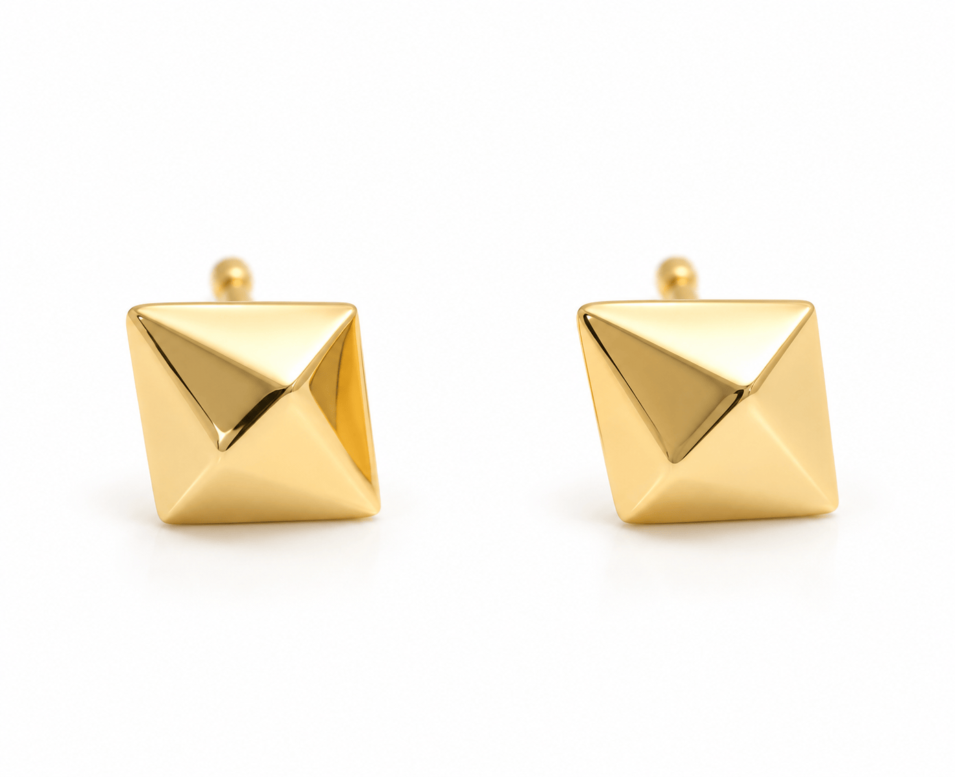 Curated Los Angeles EARRINGS Geometric Yellow Gold Diamond Shape Studs