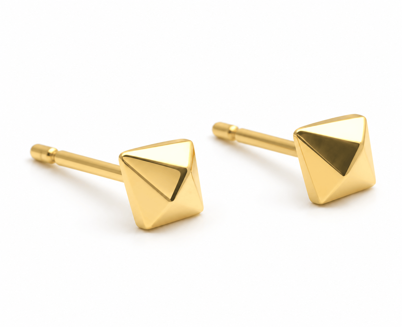 Curated Los Angeles EARRINGS Geometric Yellow Gold Diamond Shape Studs