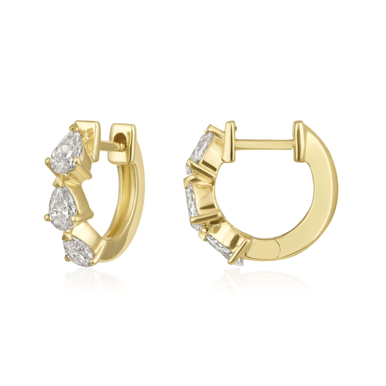 Curated Los Angeles EARRINGS Graduated Pear Diamond Spike Huggie Earrings