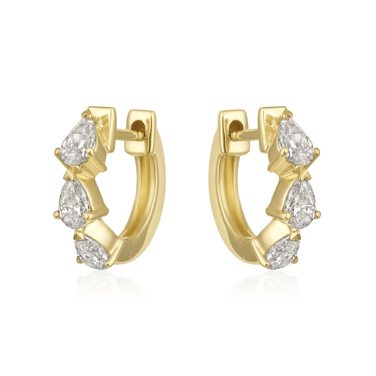 Curated Los Angeles EARRINGS Graduated Pear Diamond Spike Huggie Earrings