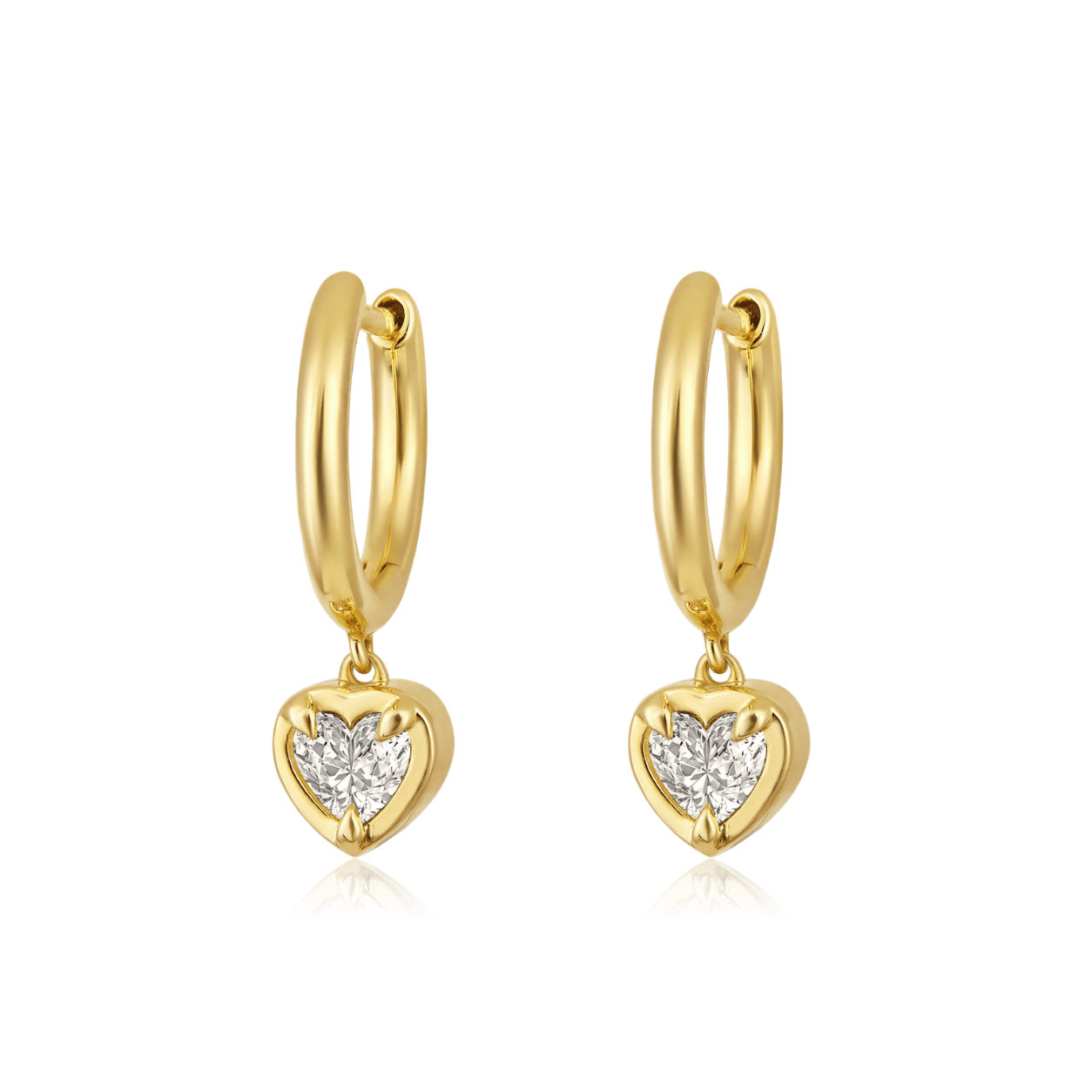 Curated Los Angeles EARRINGS Heart Spike Diamond Bezel Huggie Earrings
