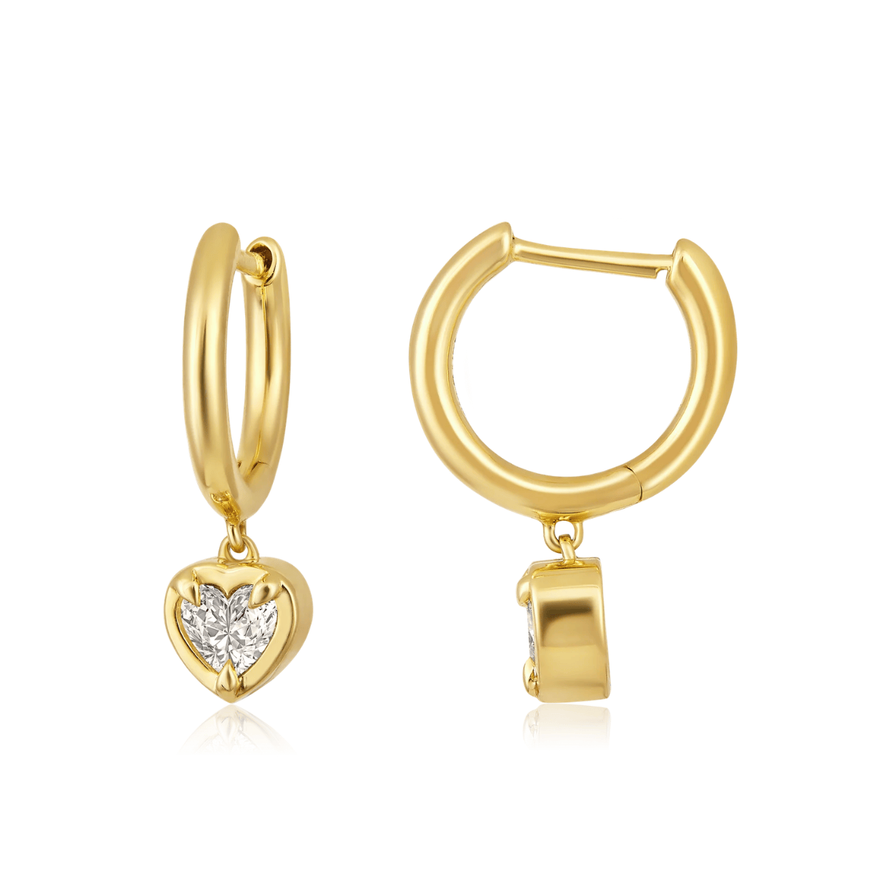 Curated Los Angeles EARRINGS Heart Spike Diamond Bezel Huggie Earrings