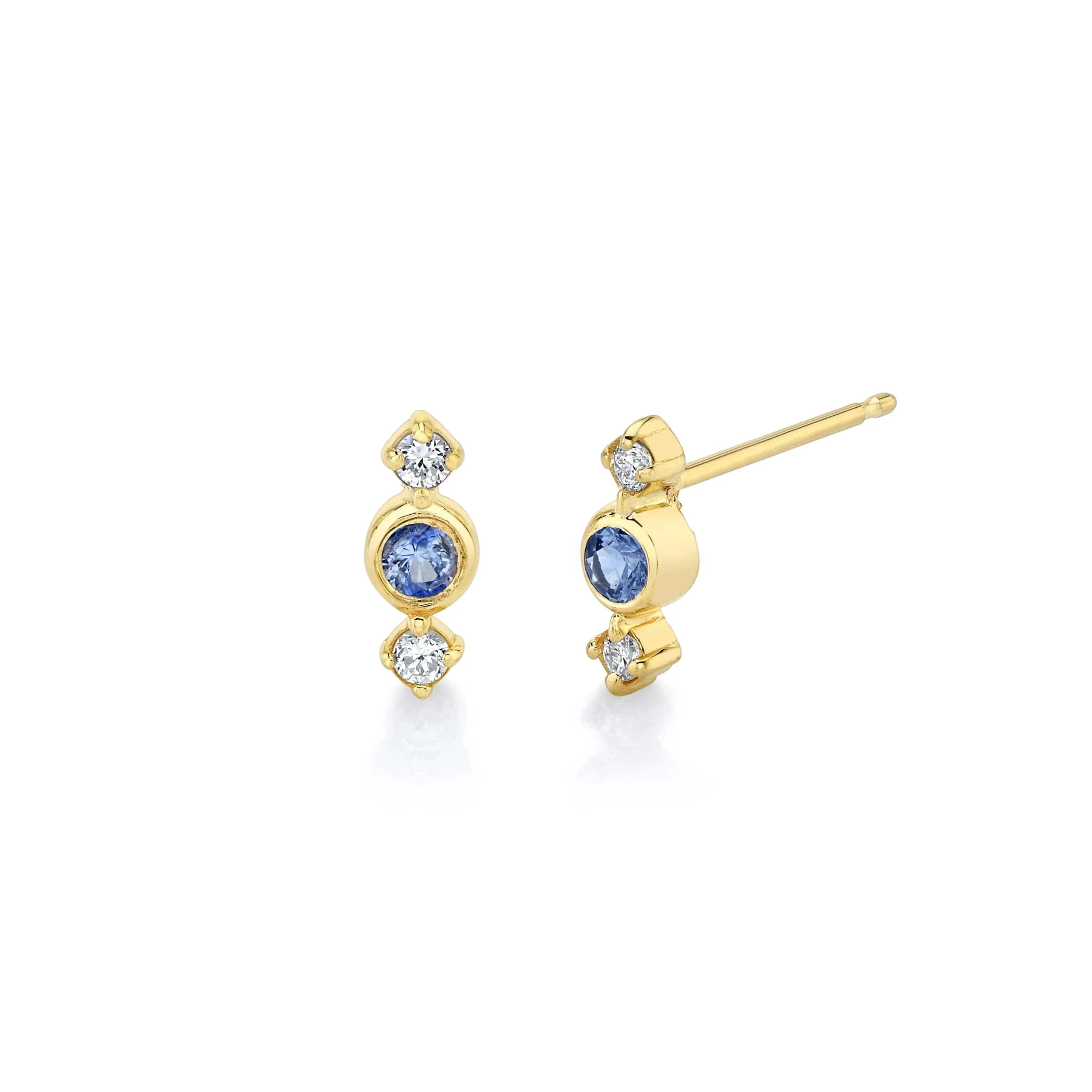 Carter Eve Jewelry EARRINGS Huntress Studs with Blue Sapphires and Diamonds