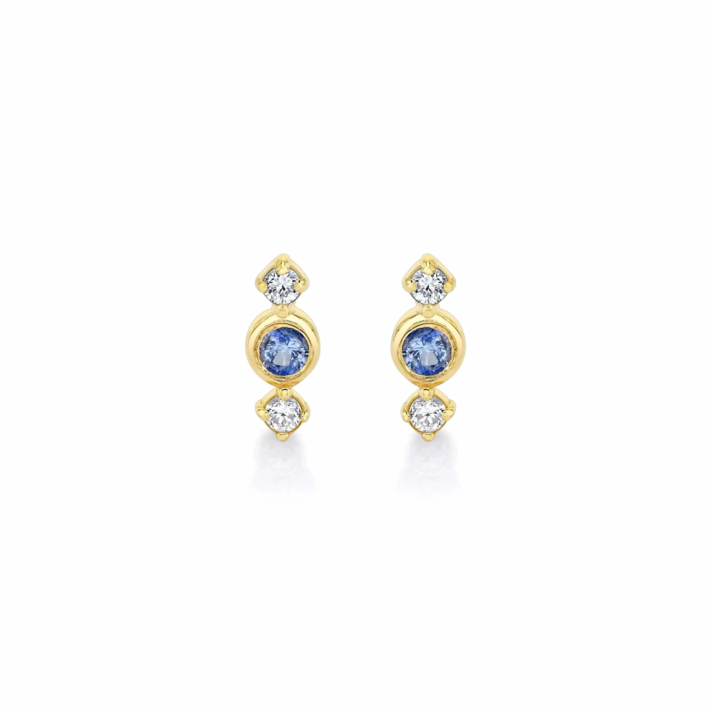 Carter Eve Jewelry EARRINGS Huntress Studs with Blue Sapphires and Diamonds