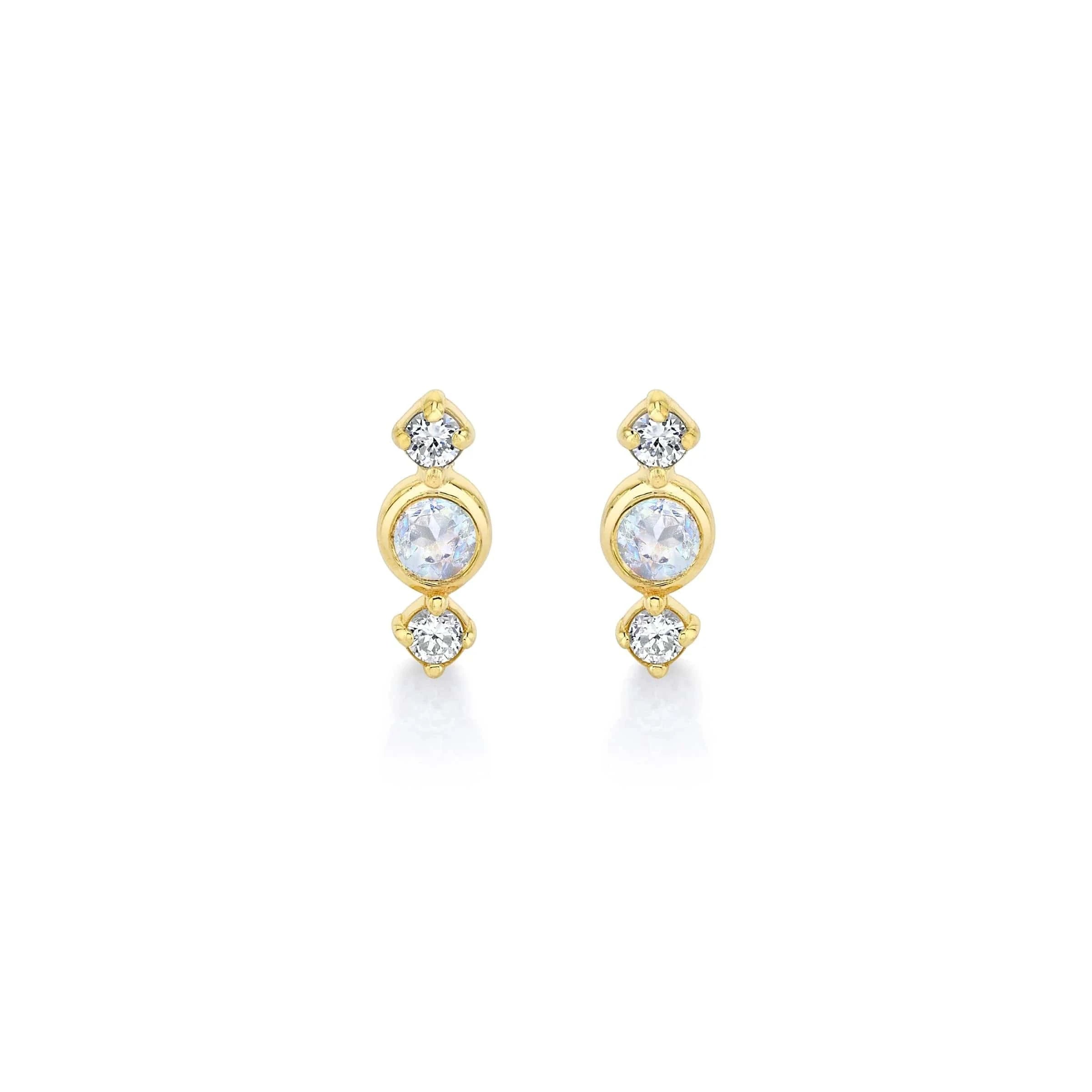 Carter Eve Jewelry EARRINGS Huntress Studs with Moonstone and Diamonds