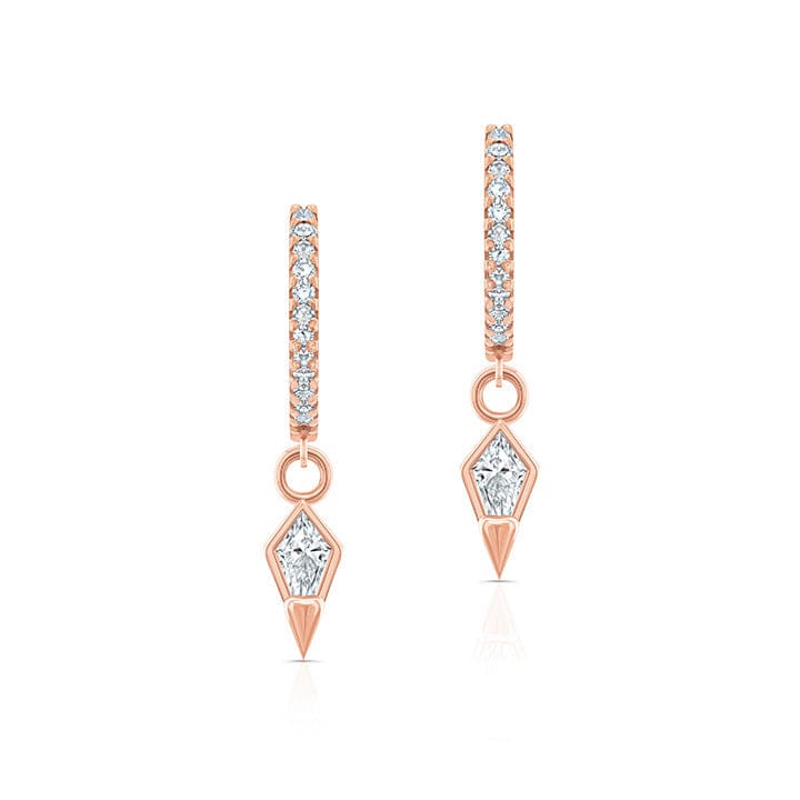 Carter Eve Jewelry EARRINGS 14K Rose Gold Kite Shaped Diamond Drop Huggie Hoops