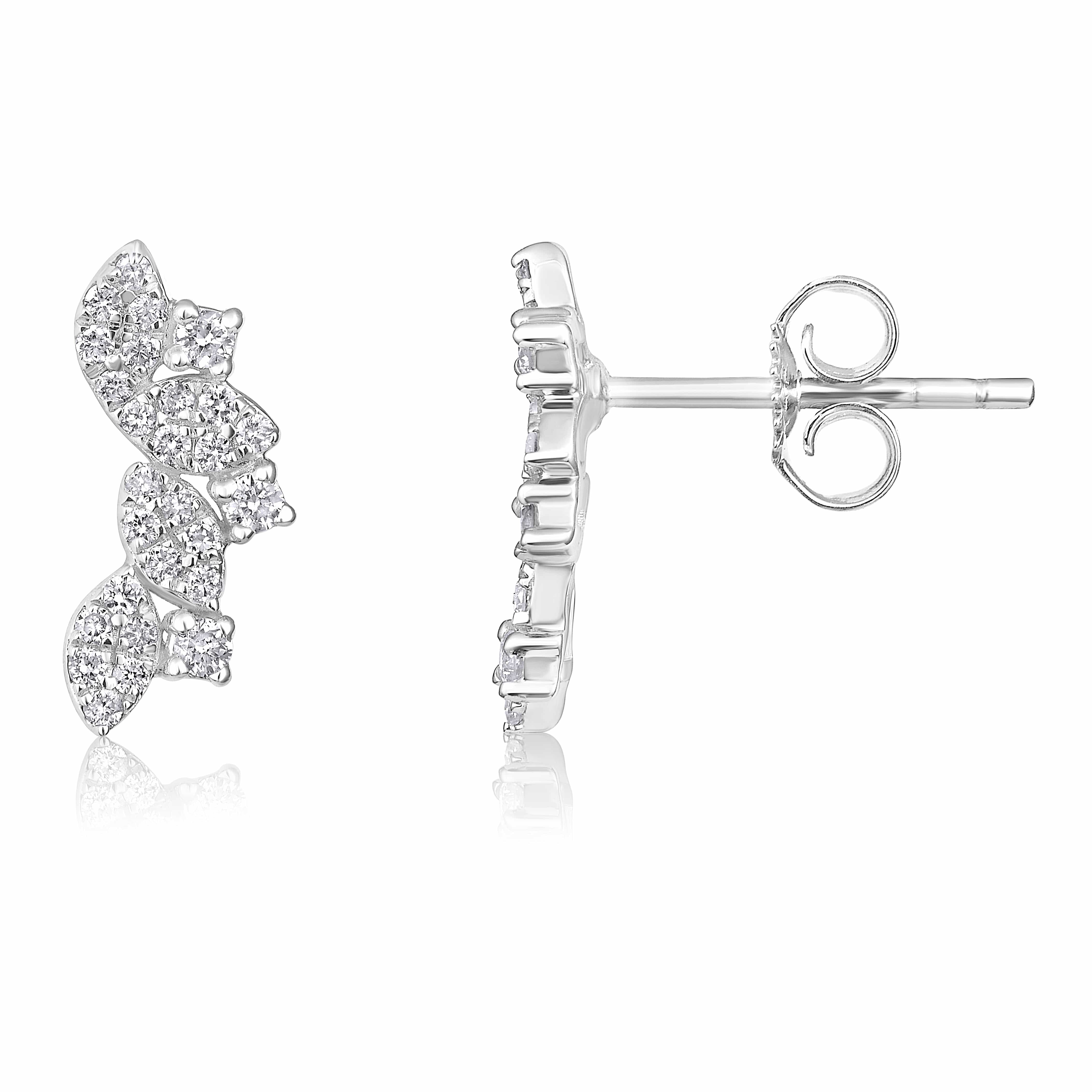 CLA EARRINGS Leaf Cluster Diamond Yellow Gold Climber Earrings