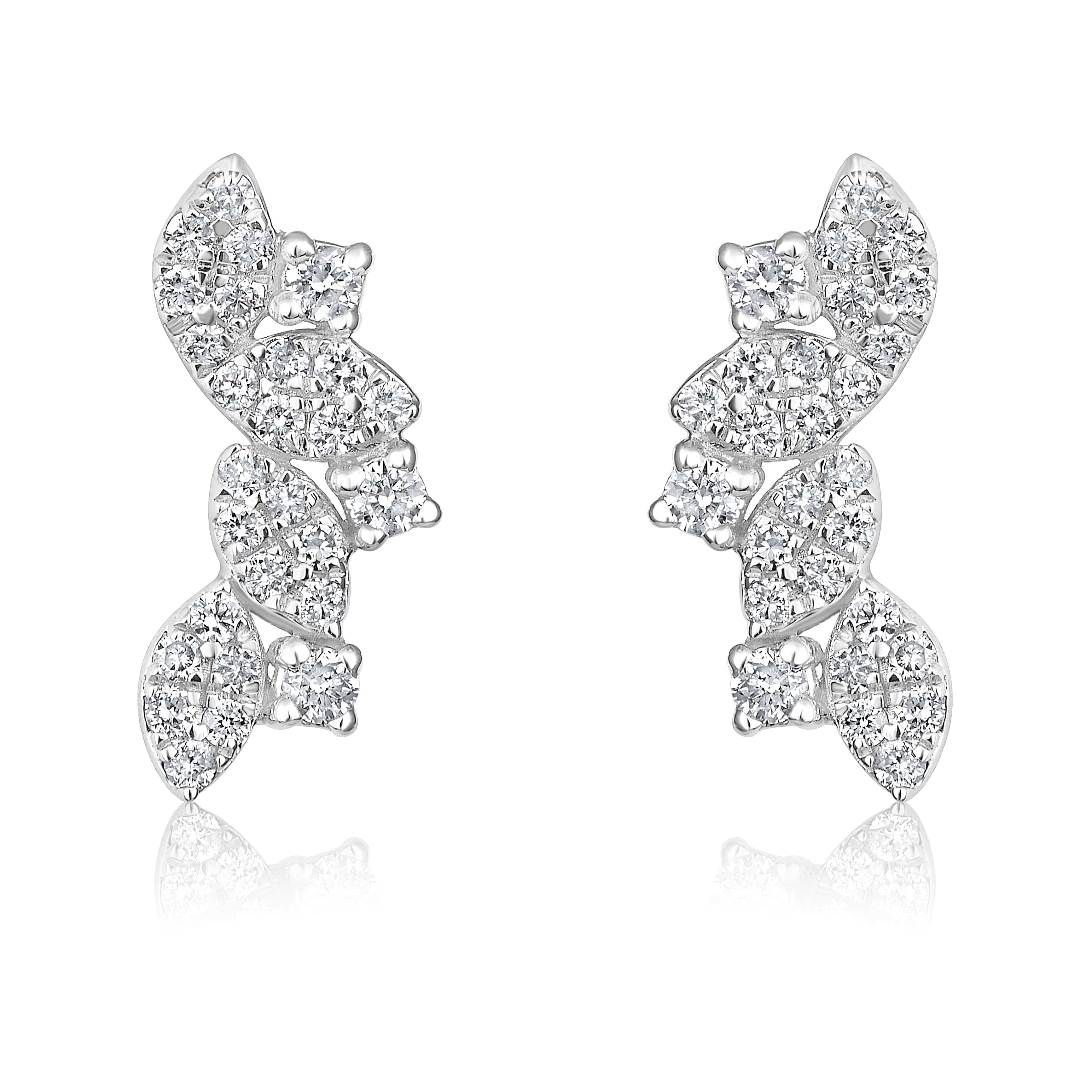 CLA EARRINGS Leaf Cluster Diamond Yellow Gold Climber Earrings