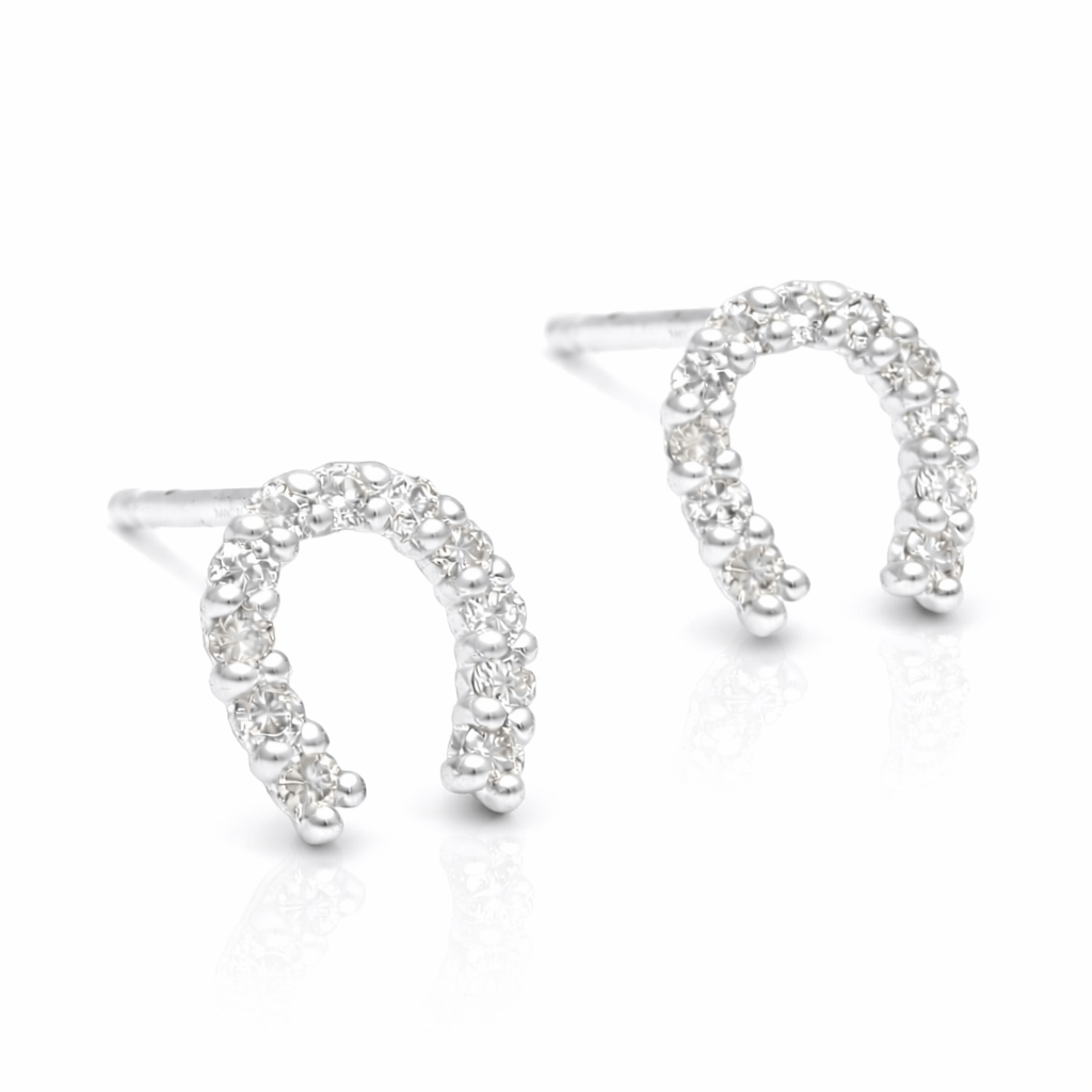Curated Los Angeles EARRINGS Lucky Diamond Horseshoe White Gold Studs