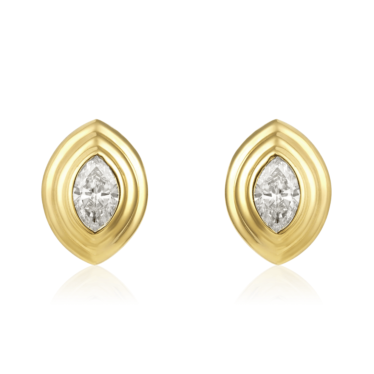 Curated Los Angeles EARRINGS Marquise Diamond Fluted Bezel Stud Earrings
