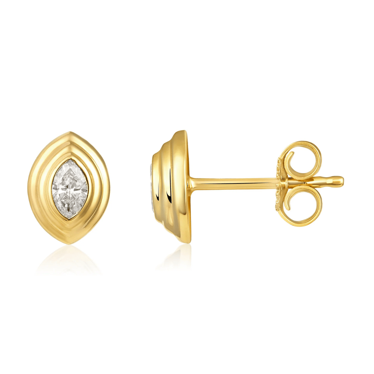 Curated Los Angeles EARRINGS Marquise Diamond Fluted Bezel Stud Earrings
