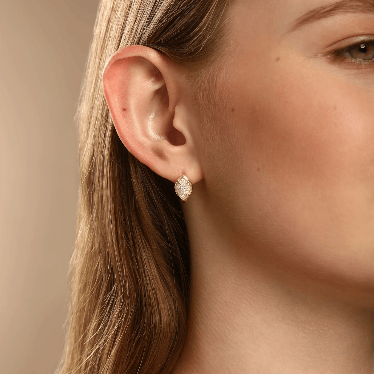Curated Los Angeles EARRINGS Marquise Diamond Huggie Earrings