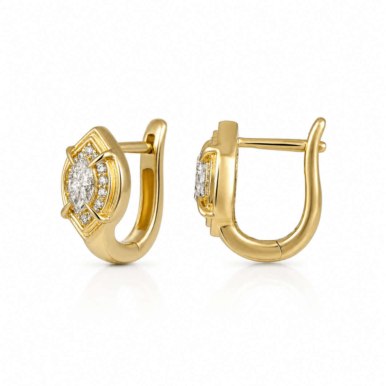 Curated Los Angeles EARRINGS Marquise Diamond Huggie Earrings