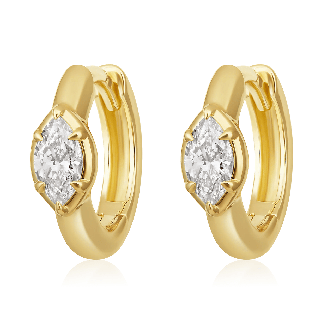 Curated Los Angeles EARRINGS Marquise Diamond Prong Huggie Earrings