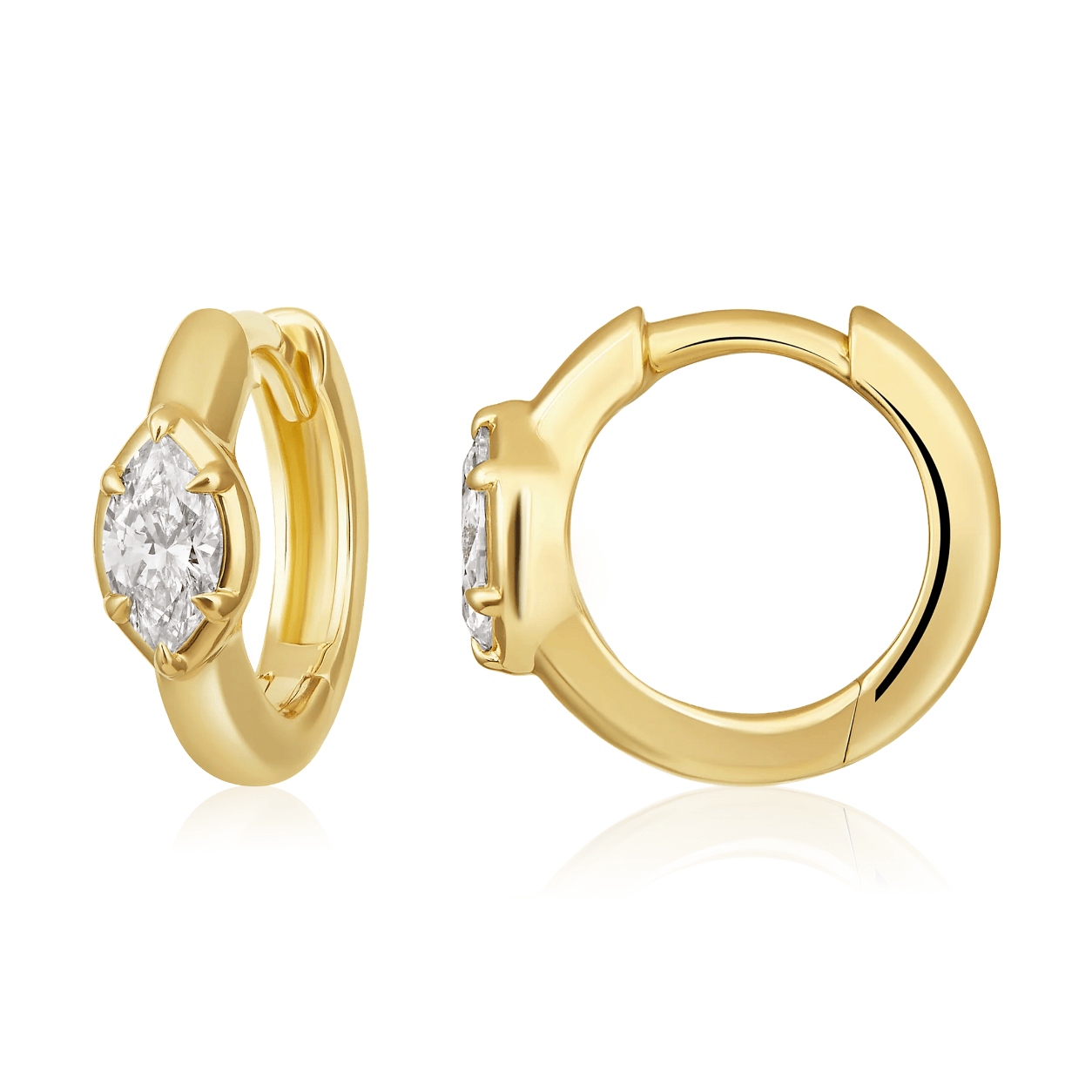 Curated Los Angeles EARRINGS Marquise Diamond Prong Huggie Earrings