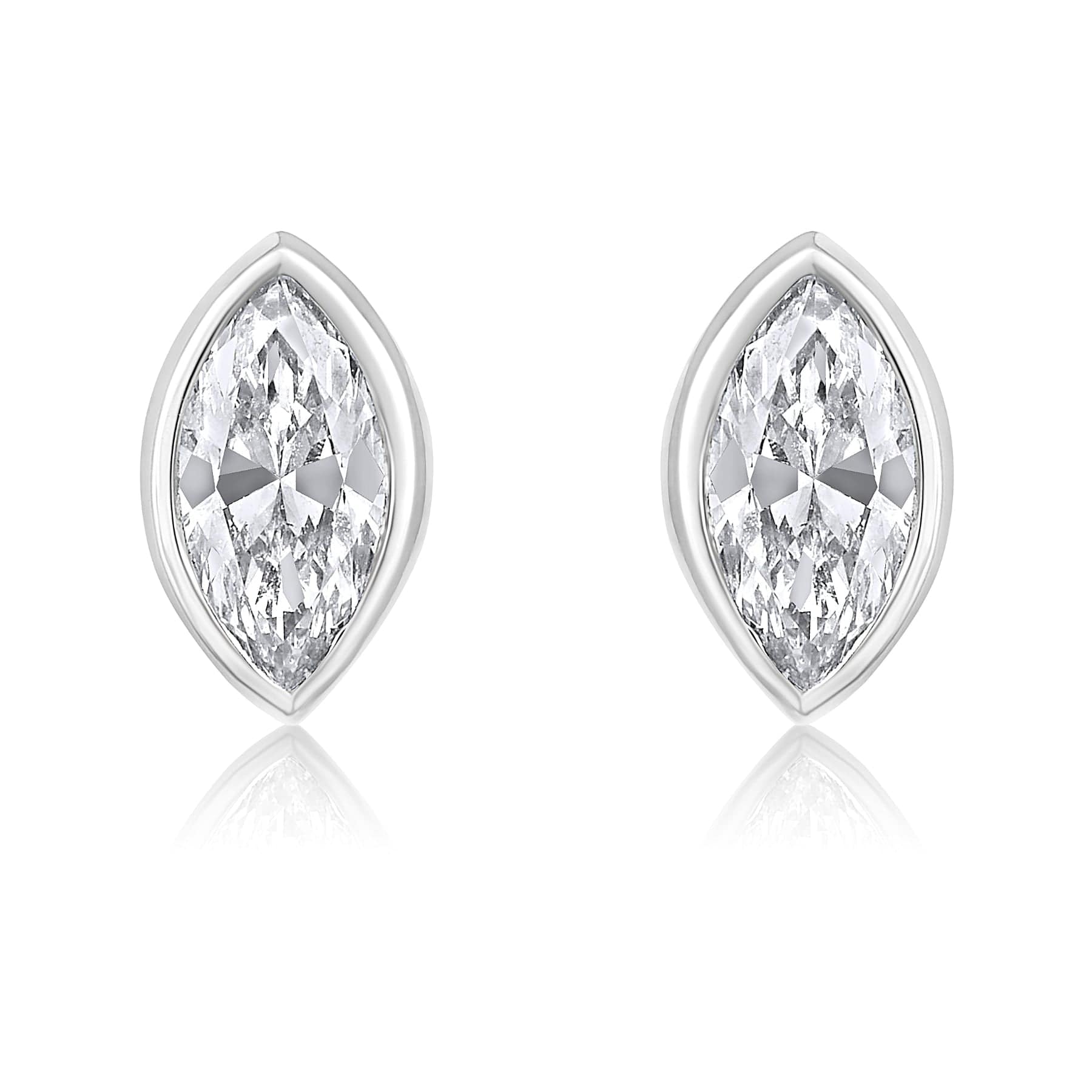 CLA EARRINGS Marquise Diamond Yellow Gold Stud Earrings