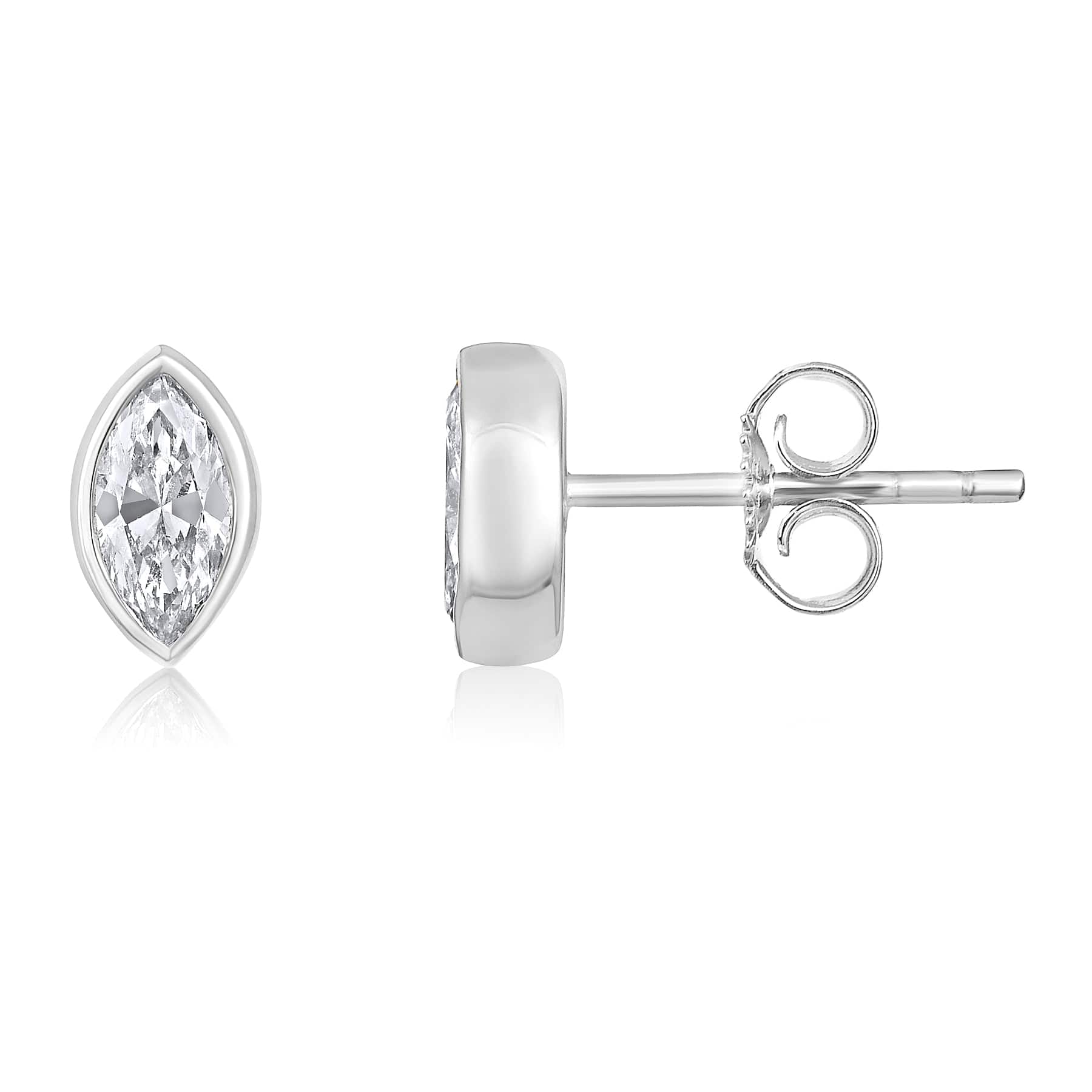 CLA EARRINGS Marquise Diamond Yellow Gold Stud Earrings