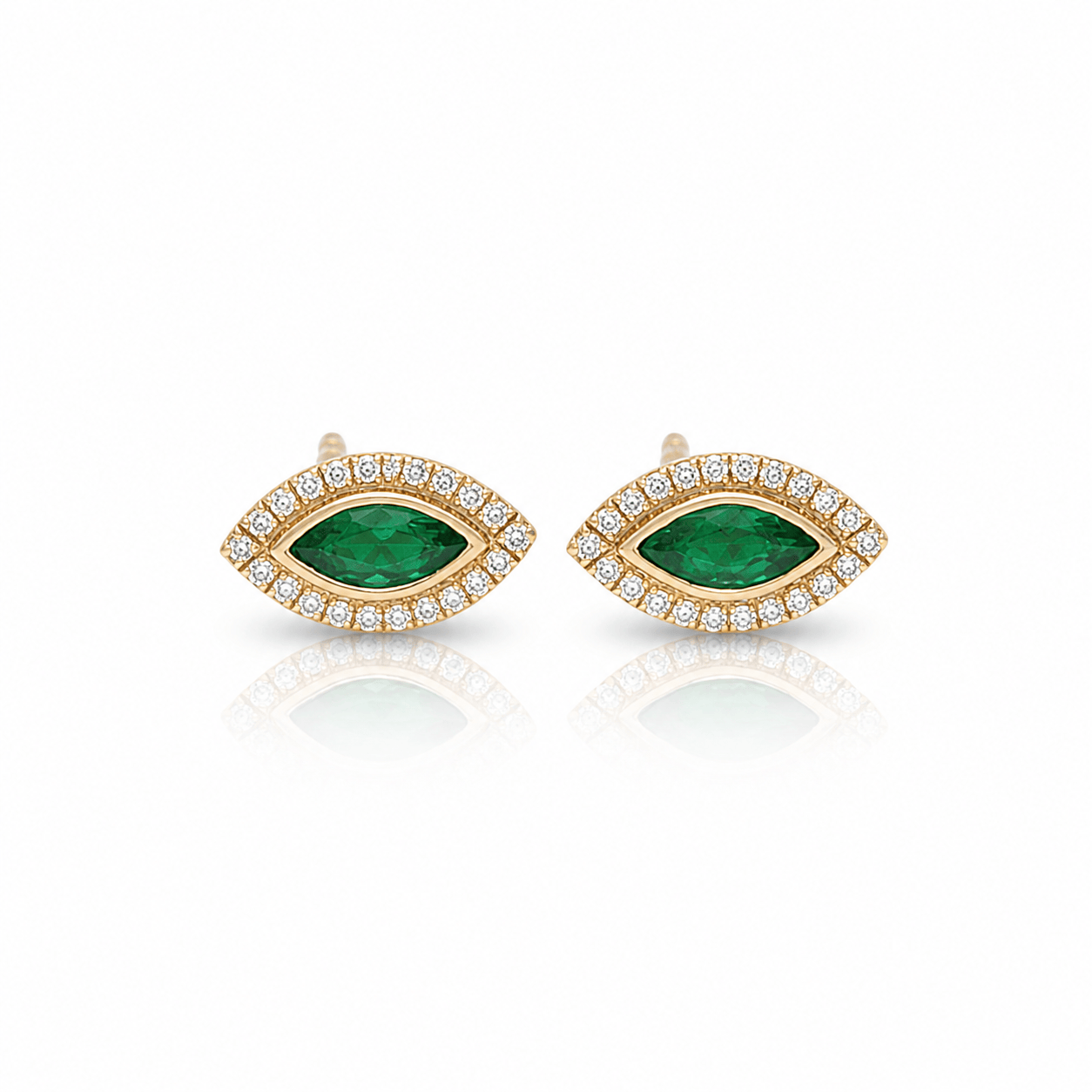 Amazing Grace EARRINGS Marquise Emerald and Pave Diamond Stud Earrings