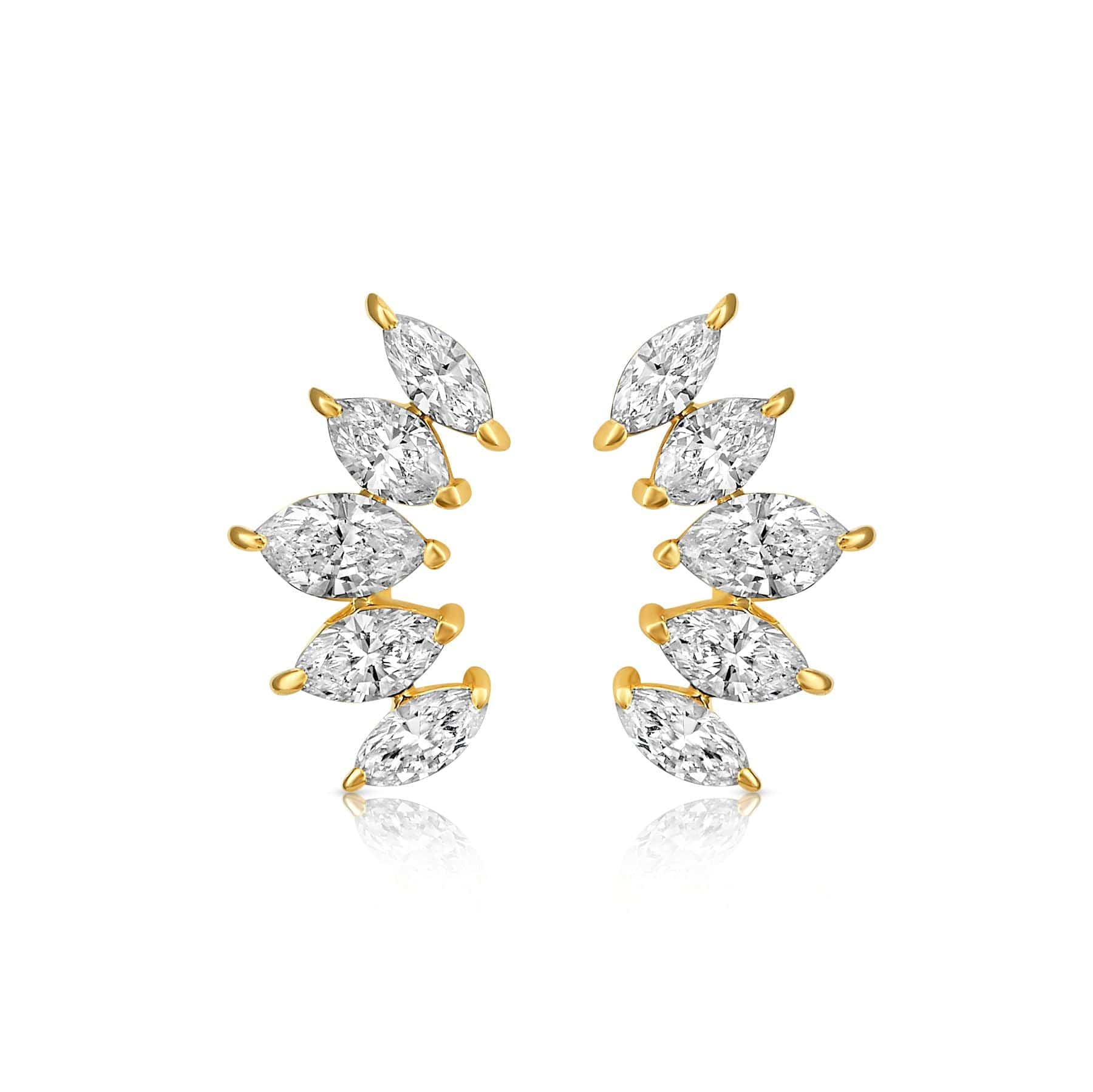CLA EARRINGS Marquise Multi Diamond Yellow Gold Climber Earrings