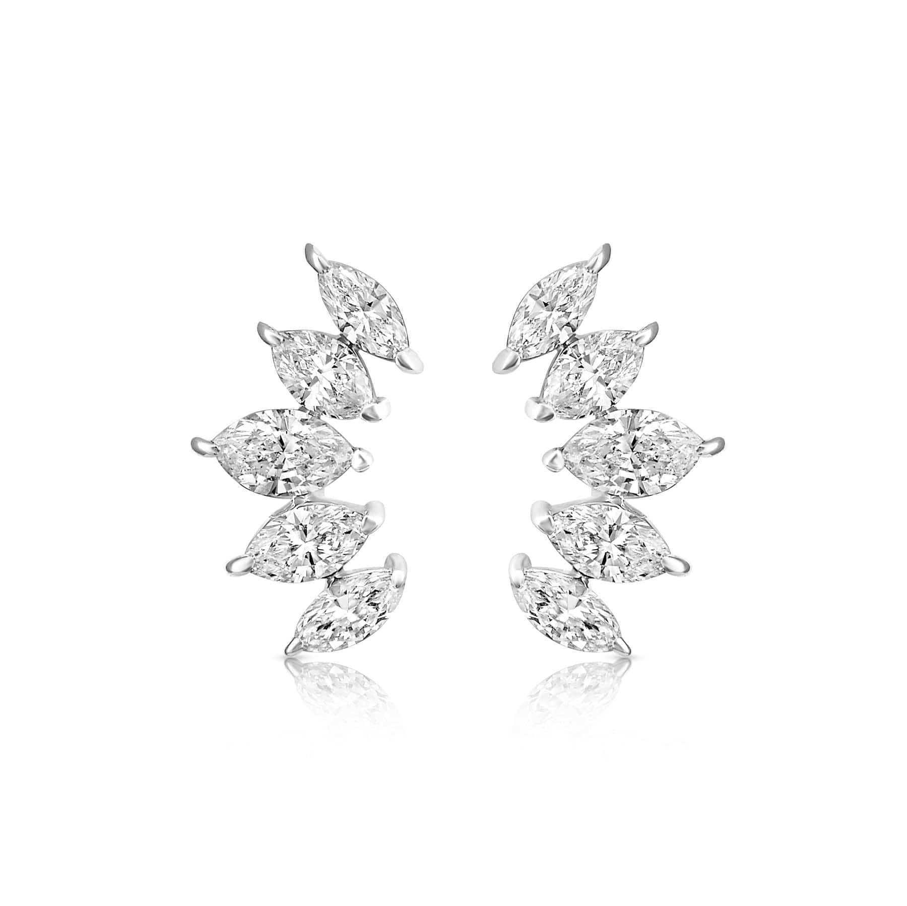 CLA EARRINGS Marquise Multi Diamond Yellow Gold Climber Earrings