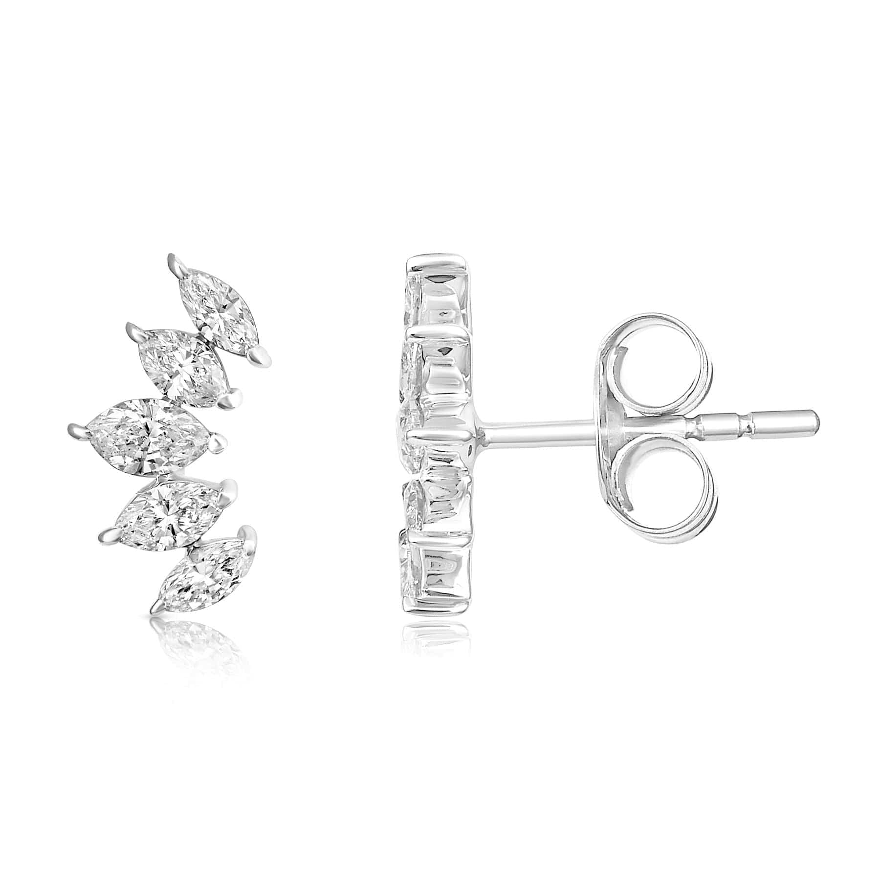 CLA EARRINGS Marquise Multi Diamond Yellow Gold Climber Earrings