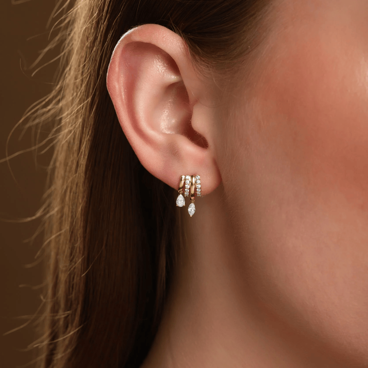 Curated Los Angeles EARRINGS Marquise Pear Diamond Drop Stud Earrings