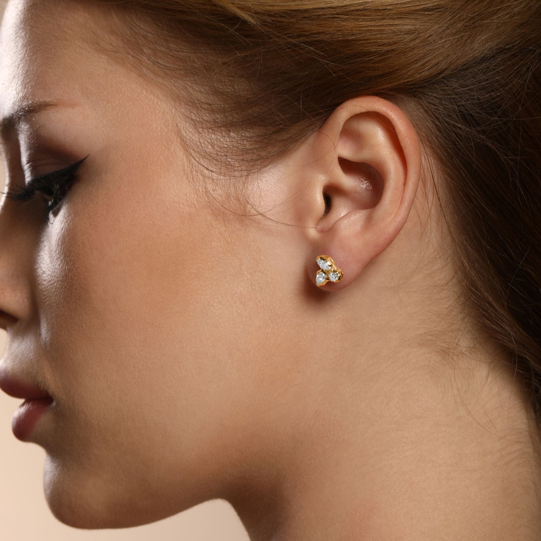 CLA EARRINGS Marquise & Pear Diamond Yellow Gold Stud Earrings