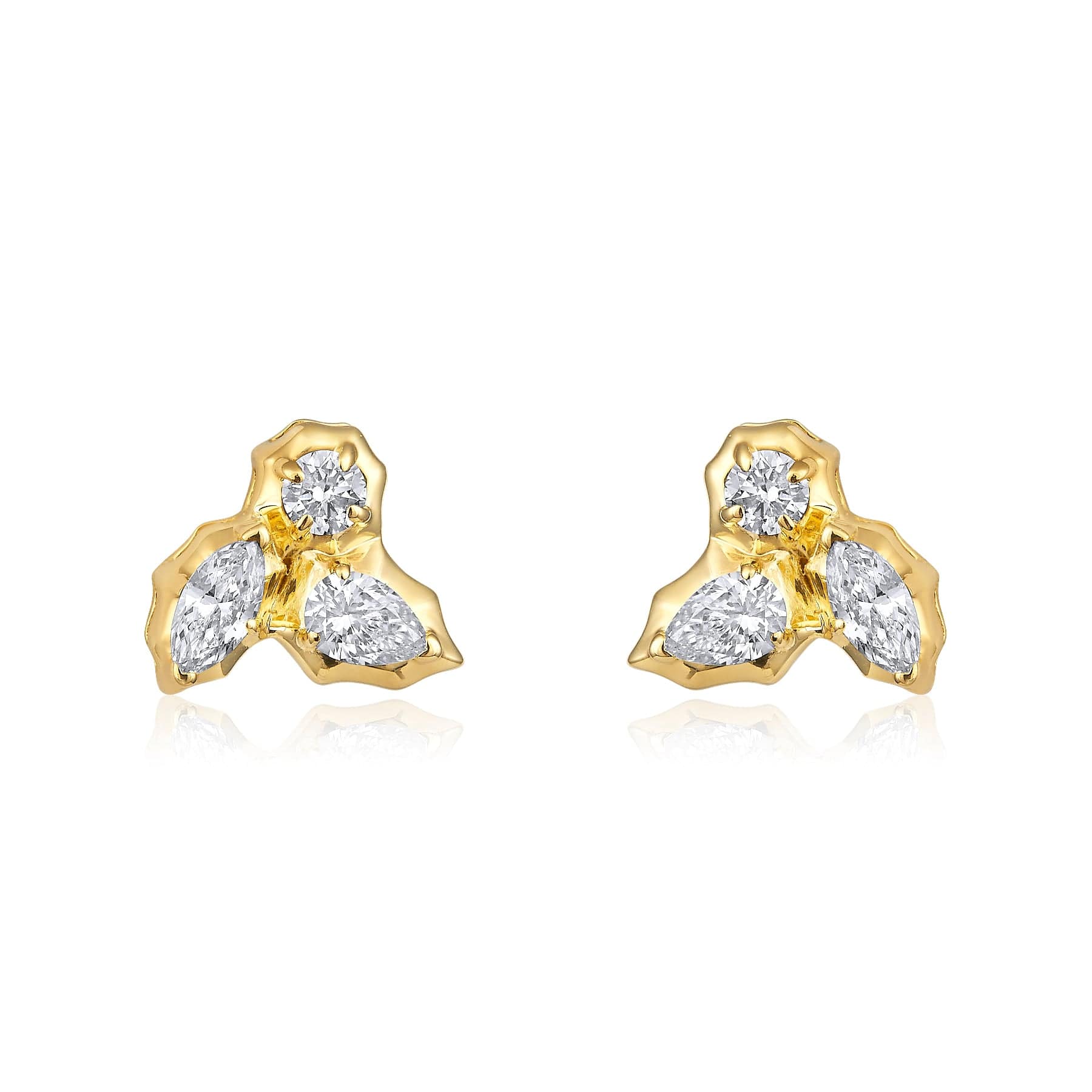 CLA EARRINGS Marquise & Pear Diamond Yellow Gold Stud Earrings
