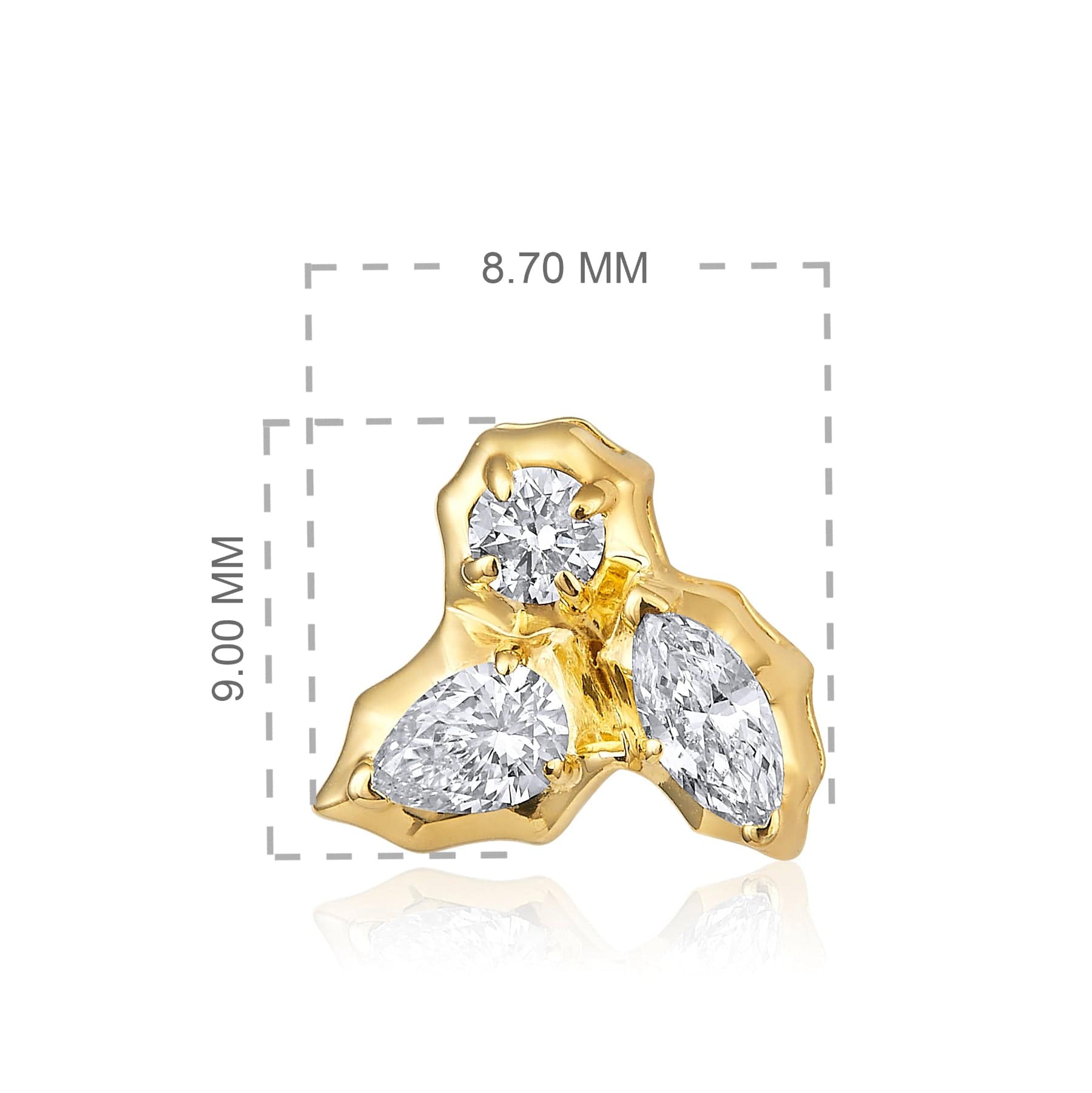 CLA EARRINGS Marquise & Pear Diamond Yellow Gold Stud Earrings