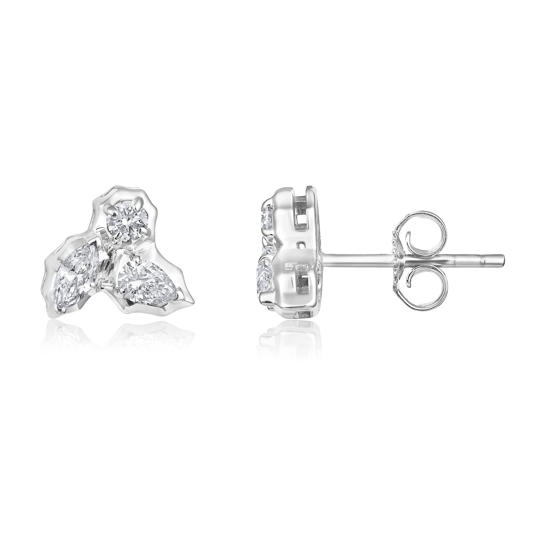 CLA EARRINGS Marquise & Pear Diamond Yellow Gold Stud Earrings
