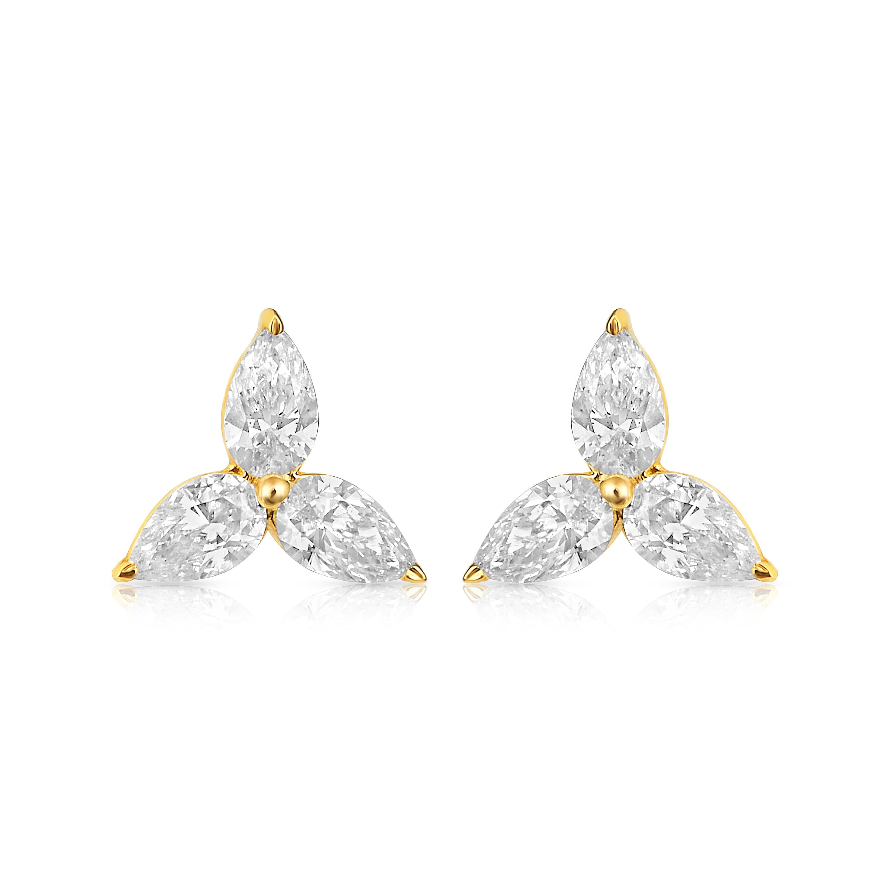 CLA EARRINGS Marquise Trio Diamond Gold Stud Earrings