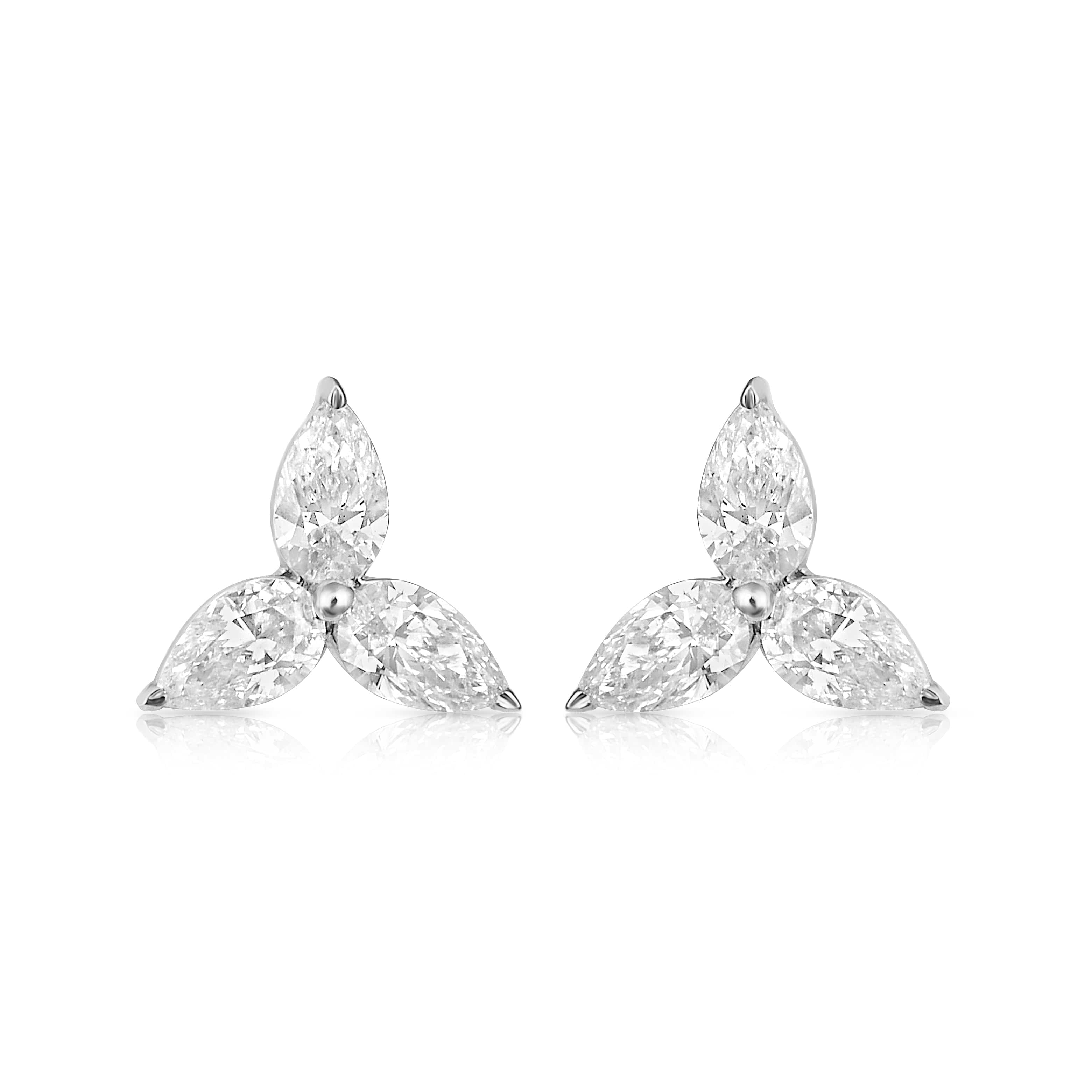 CLA EARRINGS Marquise Trio Diamond Gold Stud Earrings