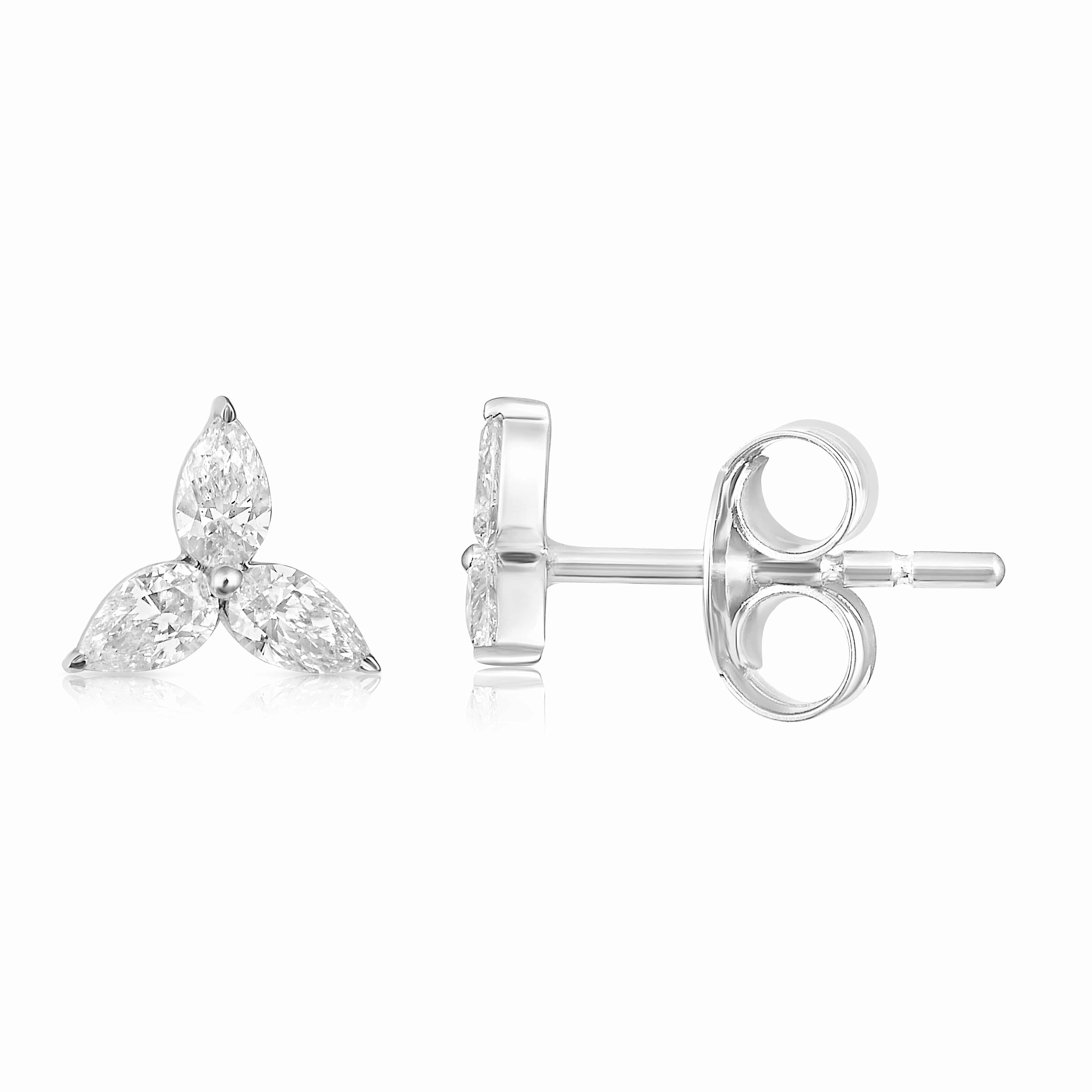 CLA EARRINGS Marquise Trio Diamond Gold Stud Earrings