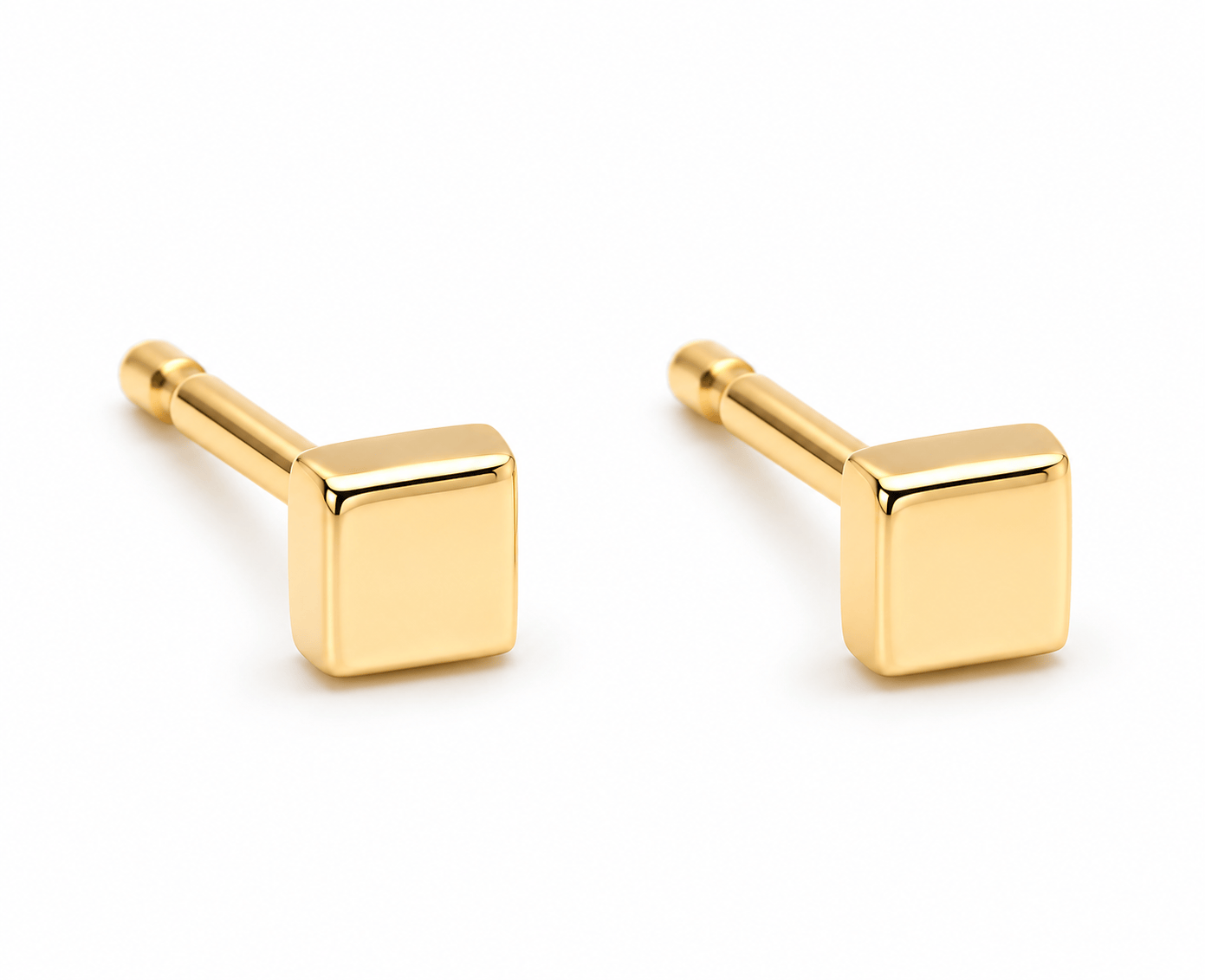 Curated Los Angeles EARRINGS Mini Gold Cube Studs