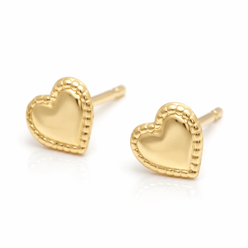 Curated Los Angeles EARRINGS Mini Heart Yellow Gold Studs