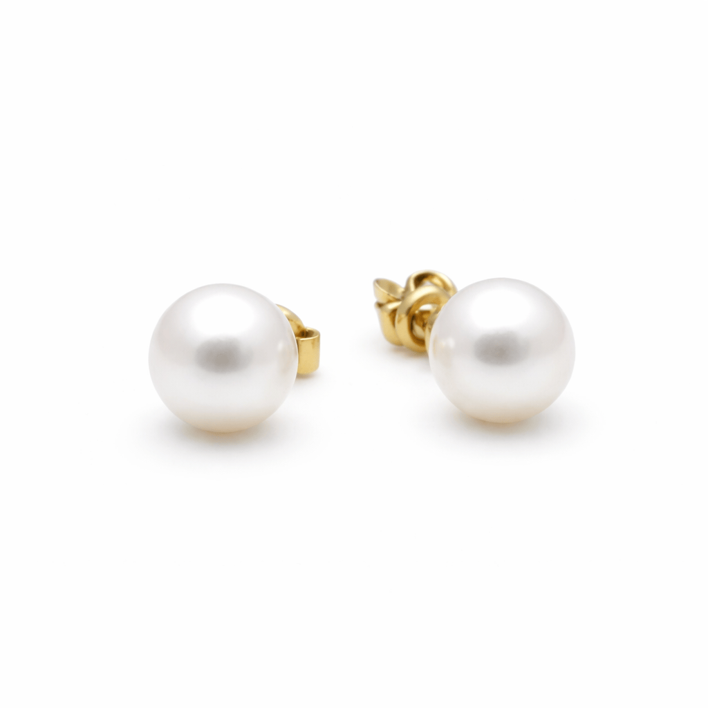 Curated Los Angeles EARRINGS Mini Round White Pearl 14k Studs