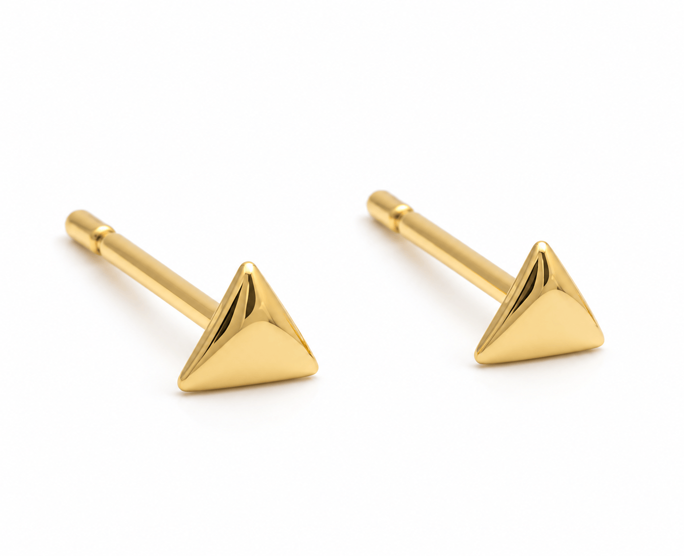 Curated Los Angeles EARRINGS Mini Yellow Gold Triangle Studs