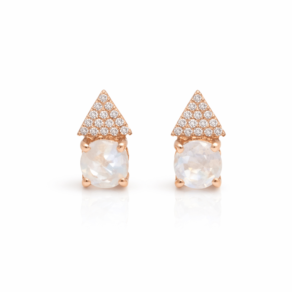 Amazing Grace EARRINGS Moonstone Triangle Pave Diamond Stud Earrings